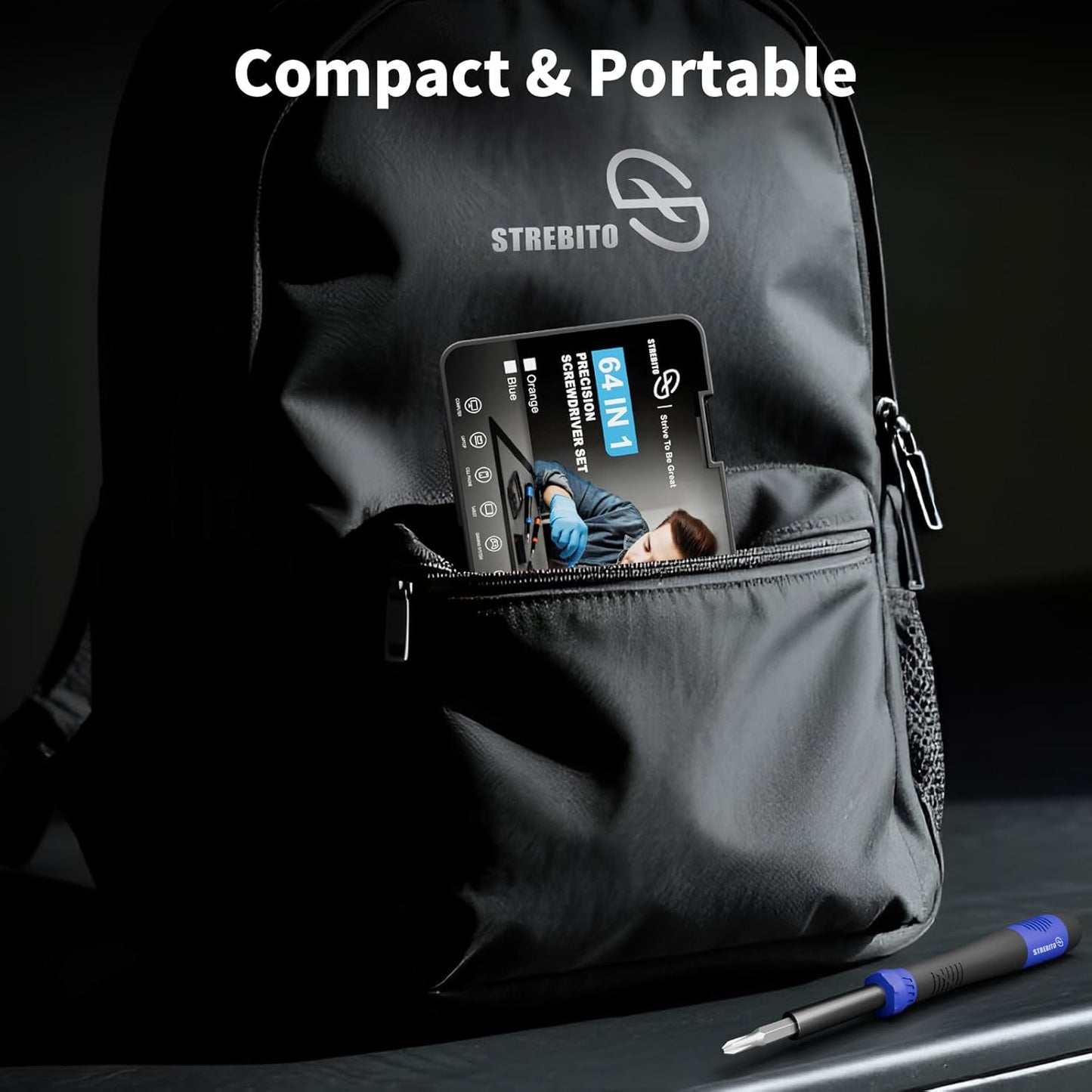STREBITO Small Precision Screwdriver Set 64-piece with Torx, Triwing, Pentalobe, Electronics Repair Tool Kit for Computer, PC, Laptop, Macbook, Tablet, Phone, PS5, XBOX, Switch, Glass, Ring Doorbell