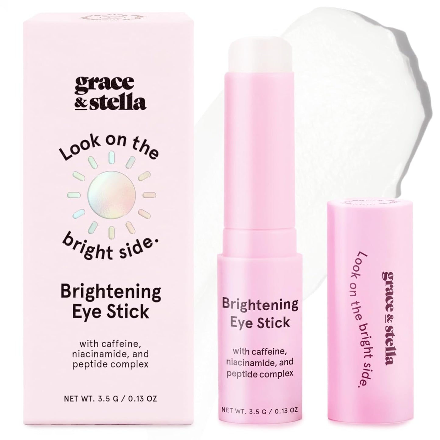grace & stella Under Eye Brightener Balm Stick - Caffeine Eye Cream for Dark Circles, Puffiness, Wrinkles - Moisturizer Stick with Niacinamide, Hyaluronic Acid, Peptides - Vegan Skincare (0.13oz/3.5g)