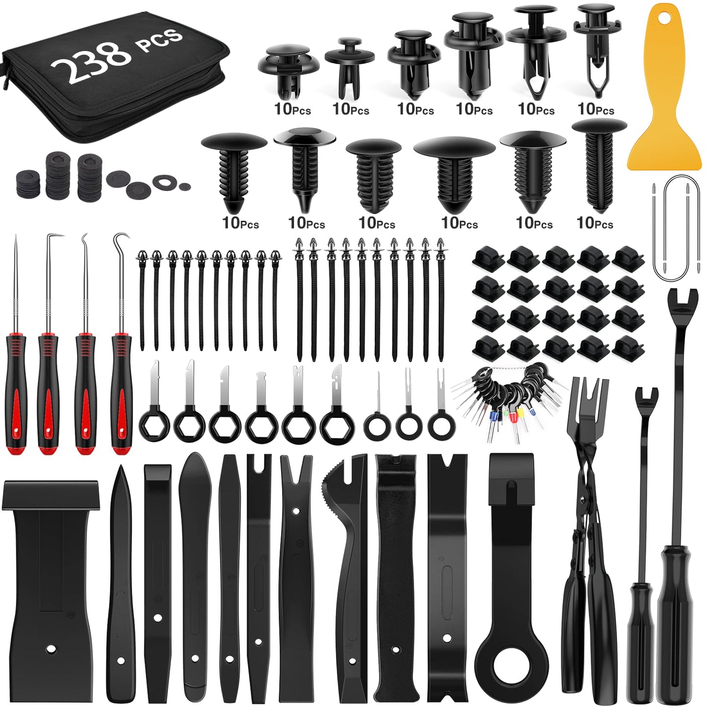 GOOACC - GRC-33 240PCS Bumper Retainer Clips Car Plastic Rivets Fasteners Push Retainer Kit Most Popular Sizes Auto Push Pin Rivets Set -Door Trim Panel Fender Clips for GM Ford Toyota Honda Chrysler