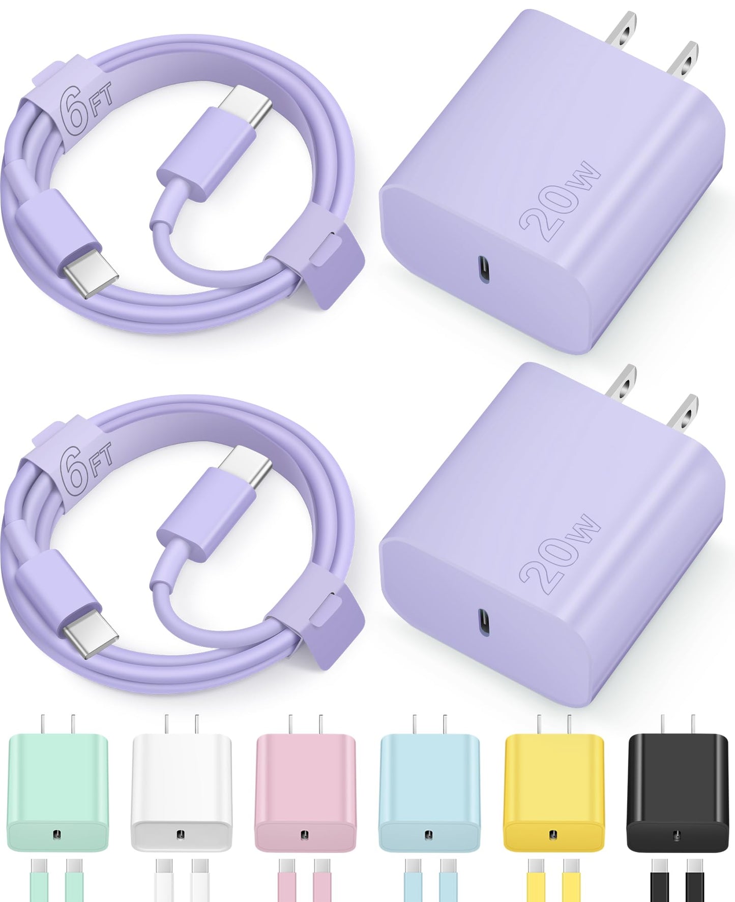 iPhone 16 15 Charger Fast Charging Type C Chargers USB C Charger Block iPhone 16 Chargers with 2 Pack 6FT Cable for iPhone 16/16 Plus/16 Pro/16 Pro Max/iPhone 15/15 Pro Max/iPad Pro/AirPods