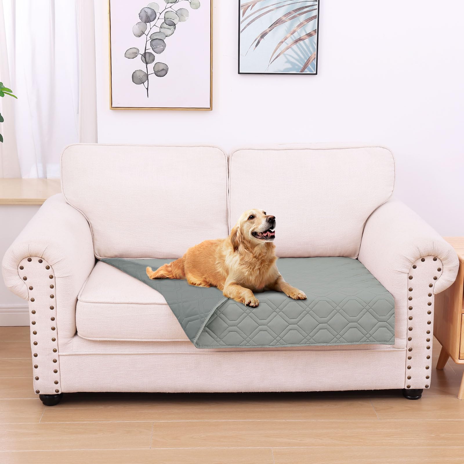 hyha Waterproof Dog Bed Blanket, Soft Pet Blankets, Waterproof Couch Cover for Dogs, Reversible Sofa Covers Washable for Furniture (30x70 Inch, Grey/Dark Grey)