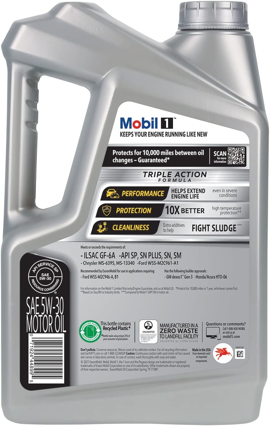 Mobil 1 Advanced Full Synthetic Motor Oil 5W-30, 5 Quart