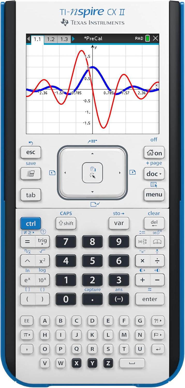 Texas Instruments TI-Nspire CX II Color Graphing Calculator with Student Software (PC/Mac) White 3.54 x 7.48