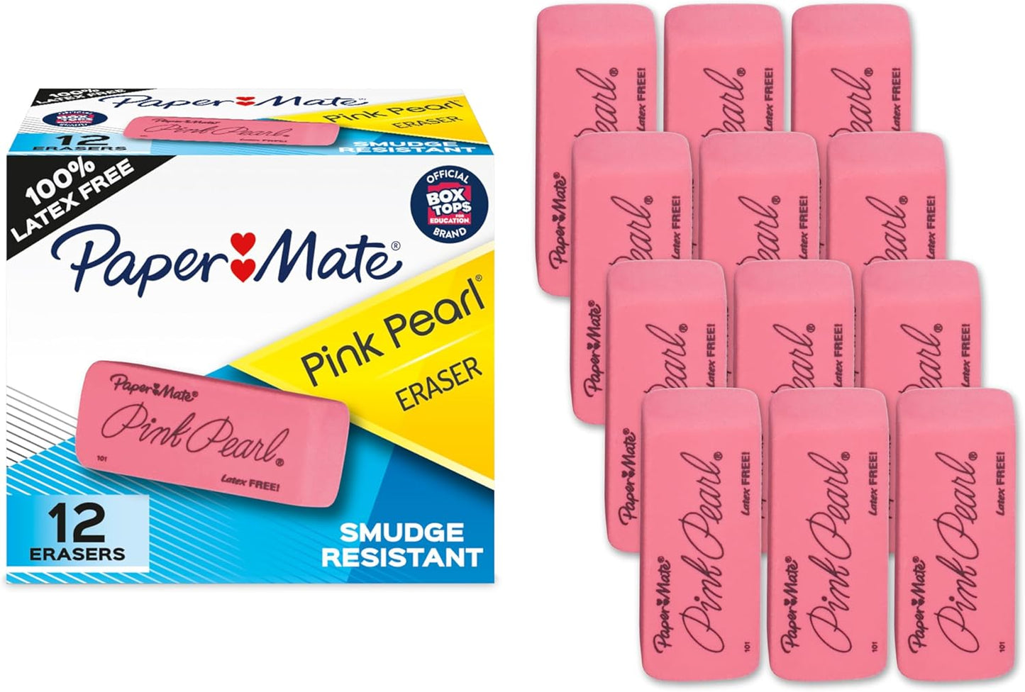 Paper Mate Erasers | Pink Pearl Large Erasers 12 Count