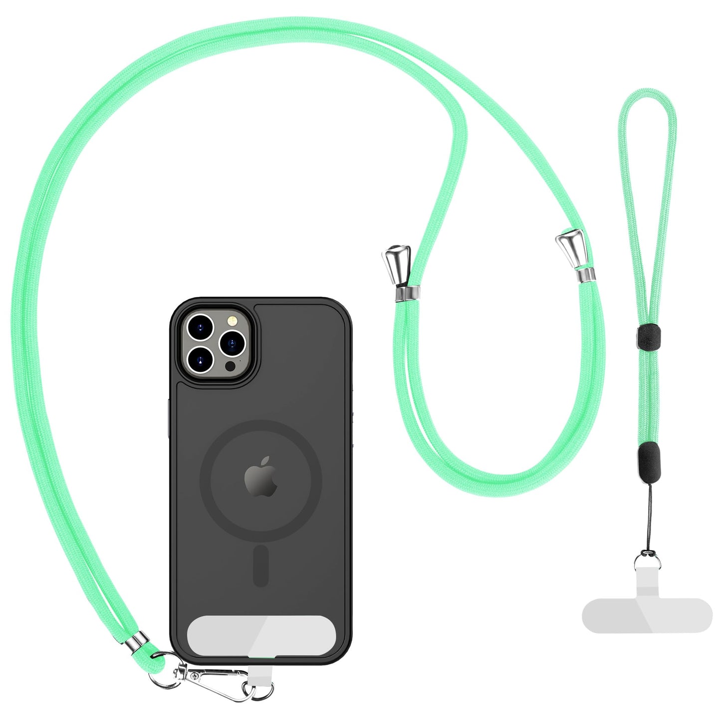CACOE Cell Phone Lanyard 2 Pcs-1 Pcs Adjustable Neck Strap,1 Pcs Wrist Strap,2 Pcs Pads,Universal Crossbody,Multifuctional Compatible with Most Smartphones(Black)