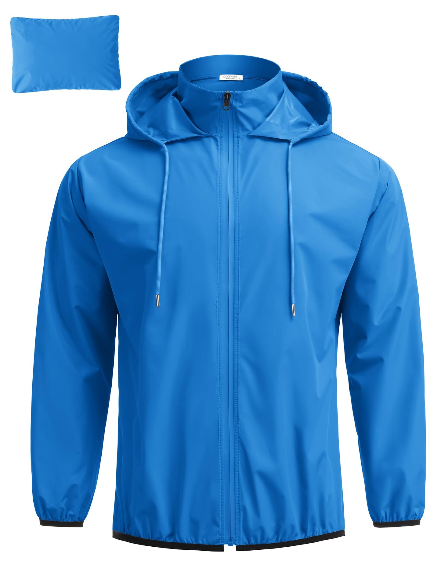 COOFANDY Men's Packable Rain Jacket Lightweight Waterproof Raincoat with Hood Travel Hiking Golf Windbreaker