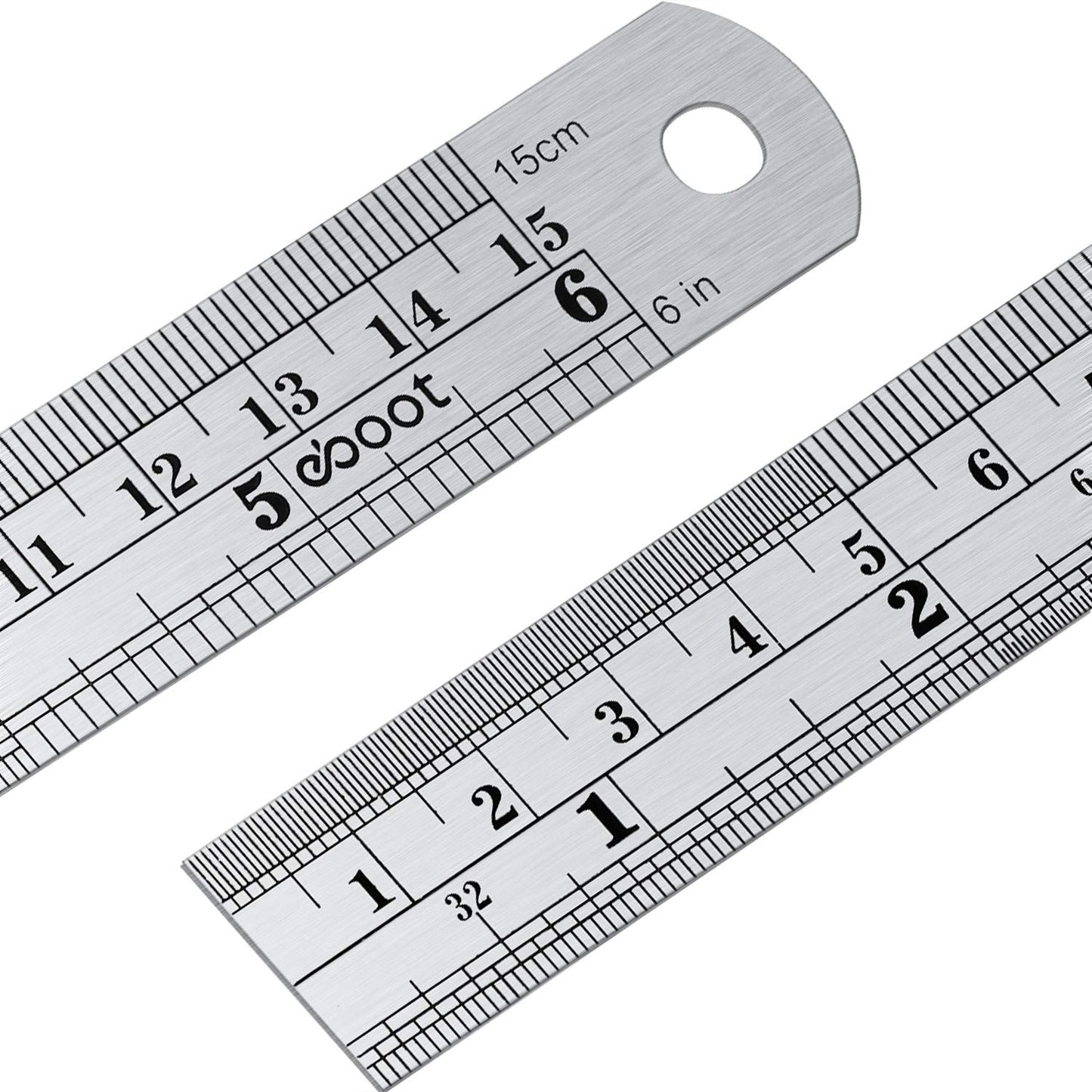 Eboot Stainless 2 Pack Steel Ruler 6 Inch and 12 Inch Metal Rule Kit with Conversion Table