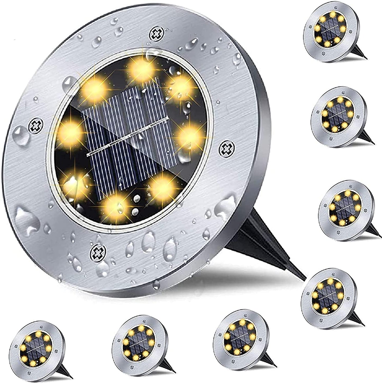 Solar Ground Lights, Waterproof Solar Garden Lights, Upgraded Outdoor Garden Waterproof Bright in-Ground Lights, Landscape Lights for Pathway,Yard,Deck,Lawn,Patio,Walkway (12 Pack Warm Light