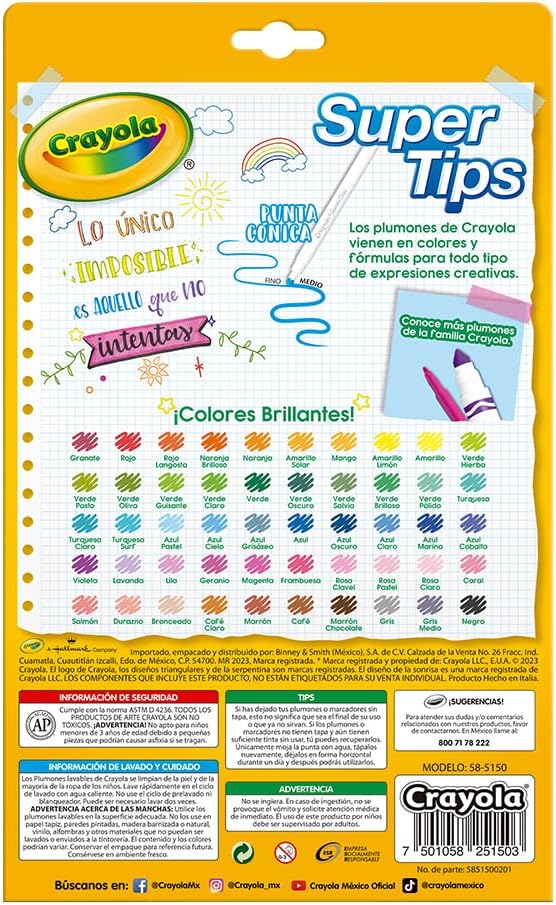 CRAYOLA WASHABLE MARKERS 50CT SUPER TIPS