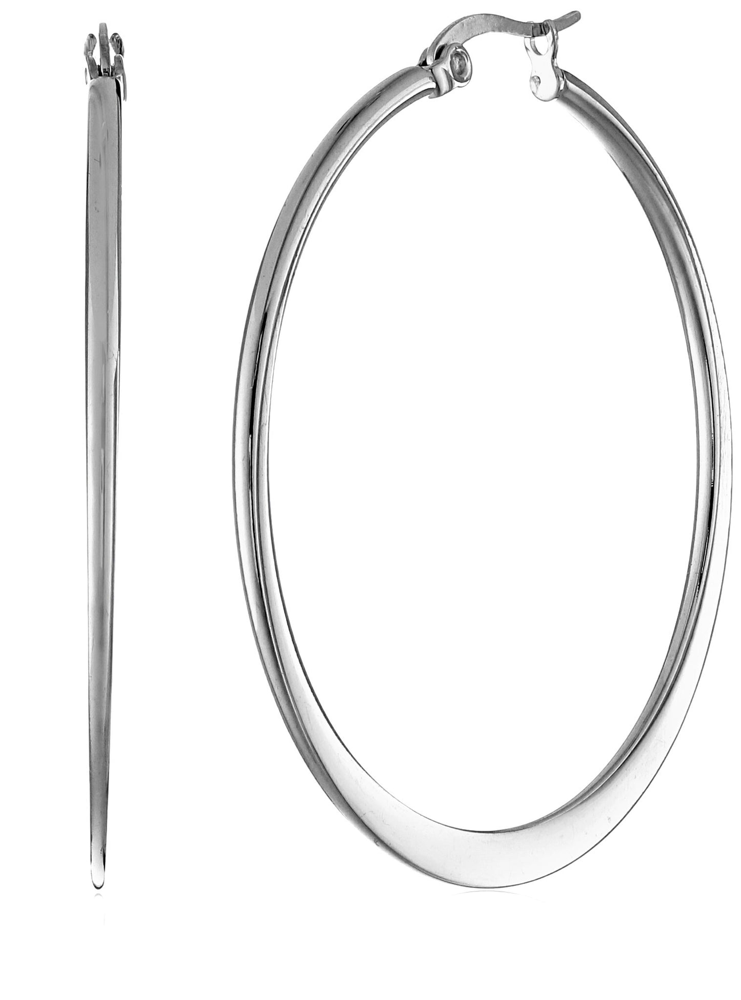 Amazon Essentials Gold Plated or Stainless Steel Flattened Hoop Earrings (previously Amazon Collection)