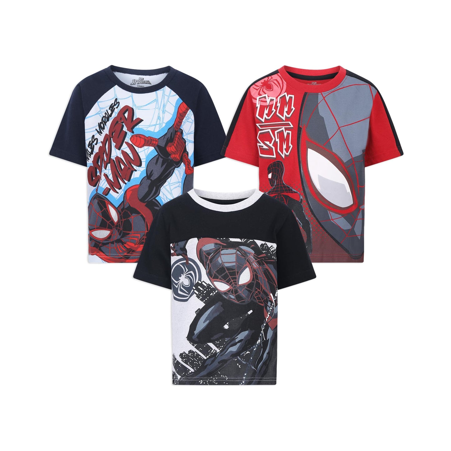 Marvel Spider-Man Boys 3 Pack Short Sleeve T-Shirts for Toddlers and Big Kids