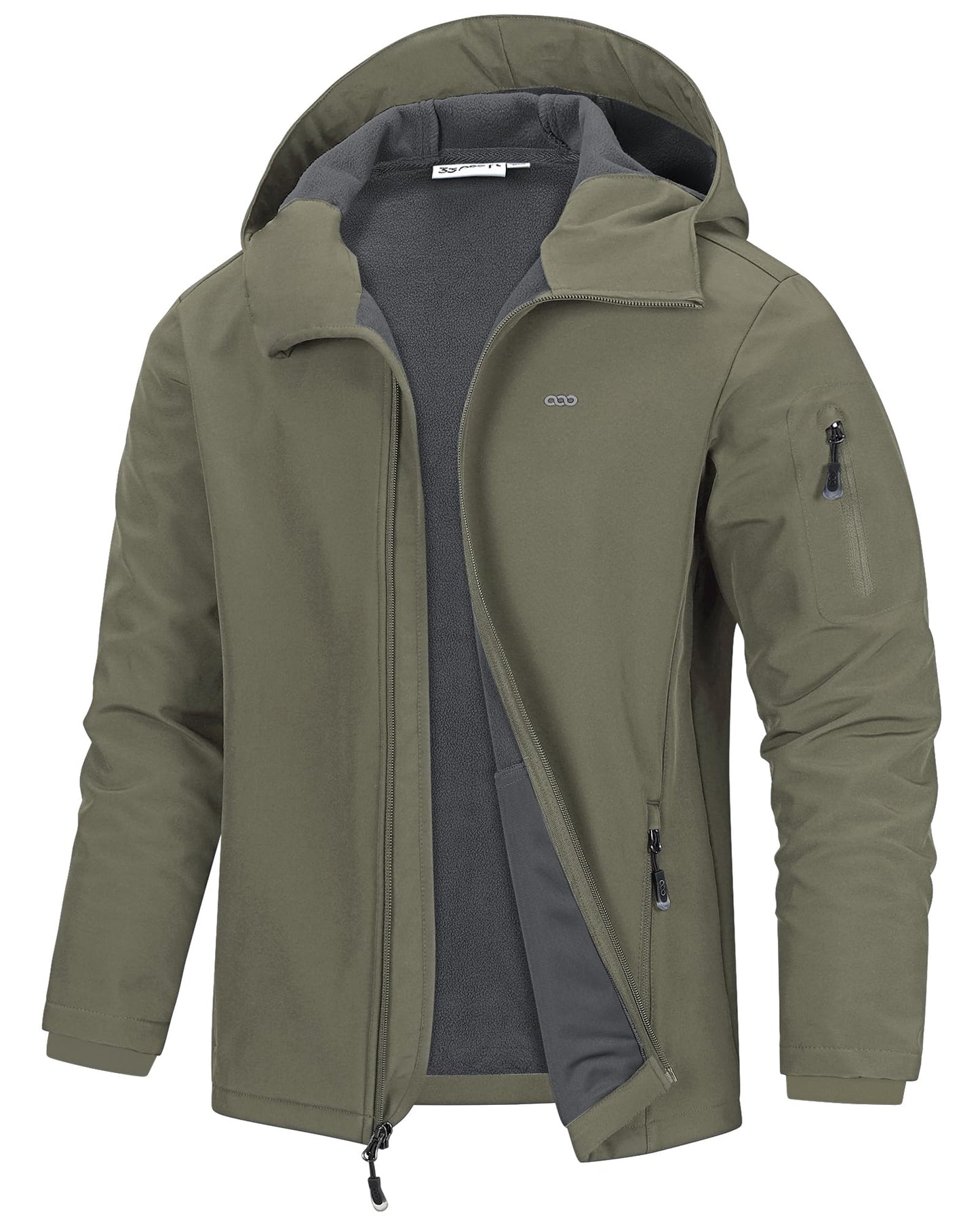 33,000ft Men's Hooded Softshell Jacket Waterproof Lightweight Insulated Windbreaker Fleece Lined Rain Shell Jacket