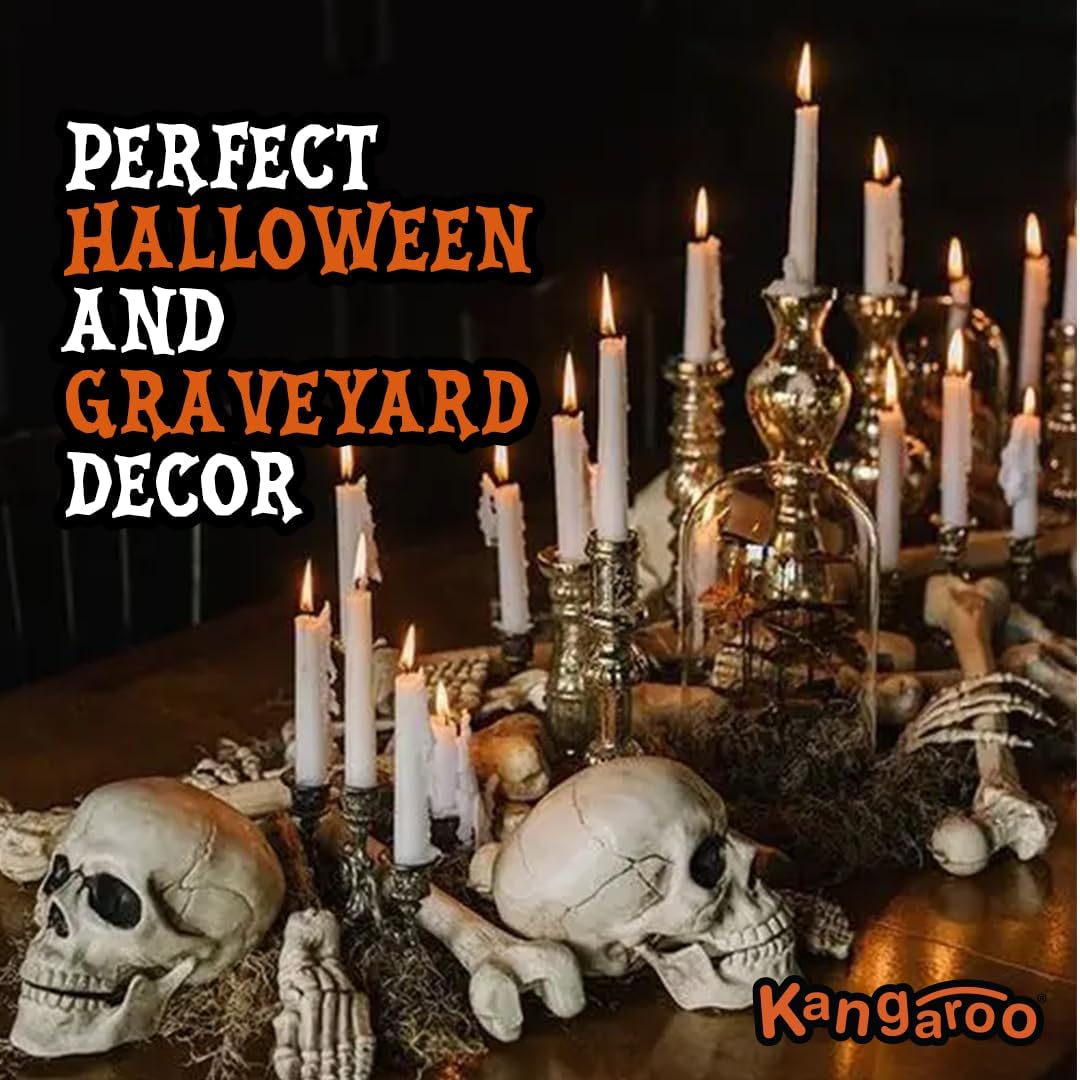 Kangaroo Halloween Skeleton Decor Bones 30 Pieces Bulk - Large Bag of Plastic Bones for Outdoor Yard Decoration - Scary Graveyard Fake Skulls and Bones