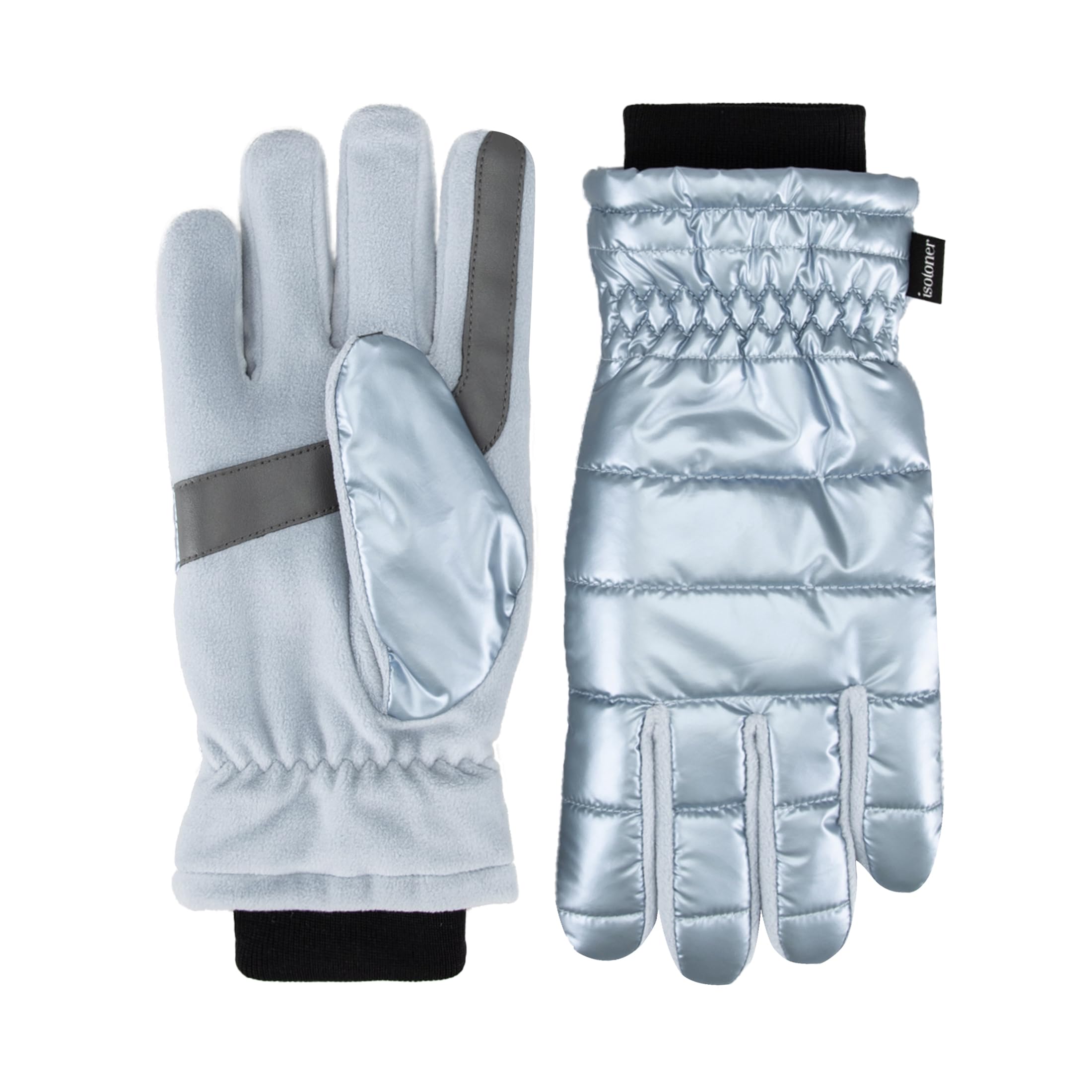 isotoner womens Water Repellent Touchscreen Iridescent Sleekheat Gloves and Flip Top Mittens