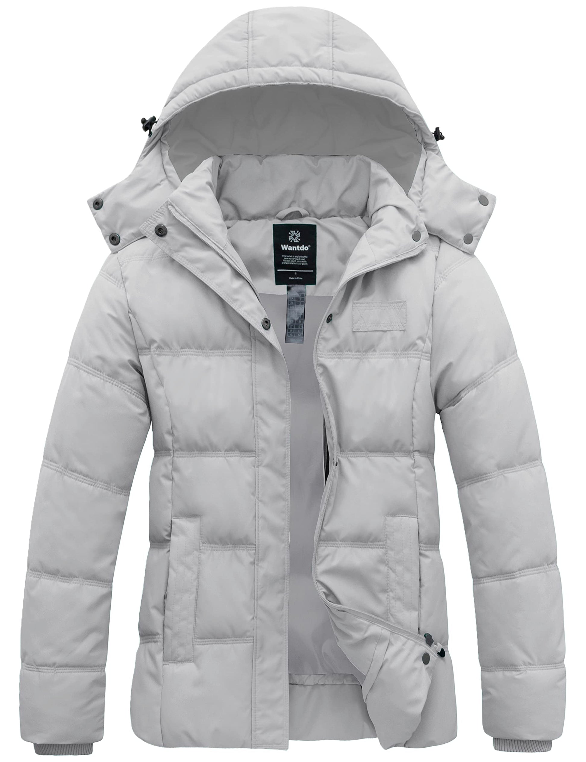 Wantdo Women's Hooded Warm Winter Coat Quilted Thicken Puffer Jacket with Removable Hood