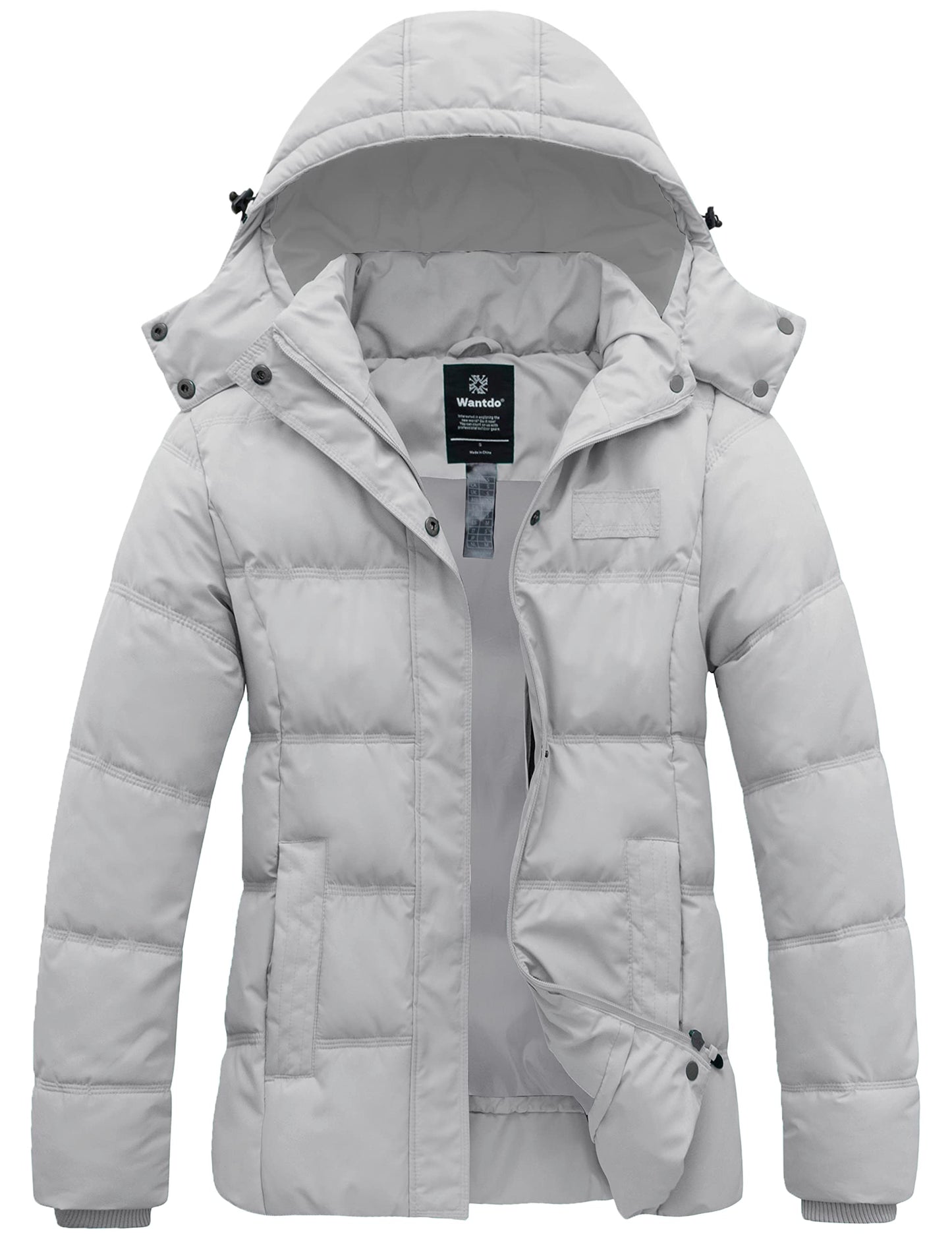 Wantdo Women's Hooded Warm Winter Coat Quilted Thicken Puffer Jacket with Removable Hood