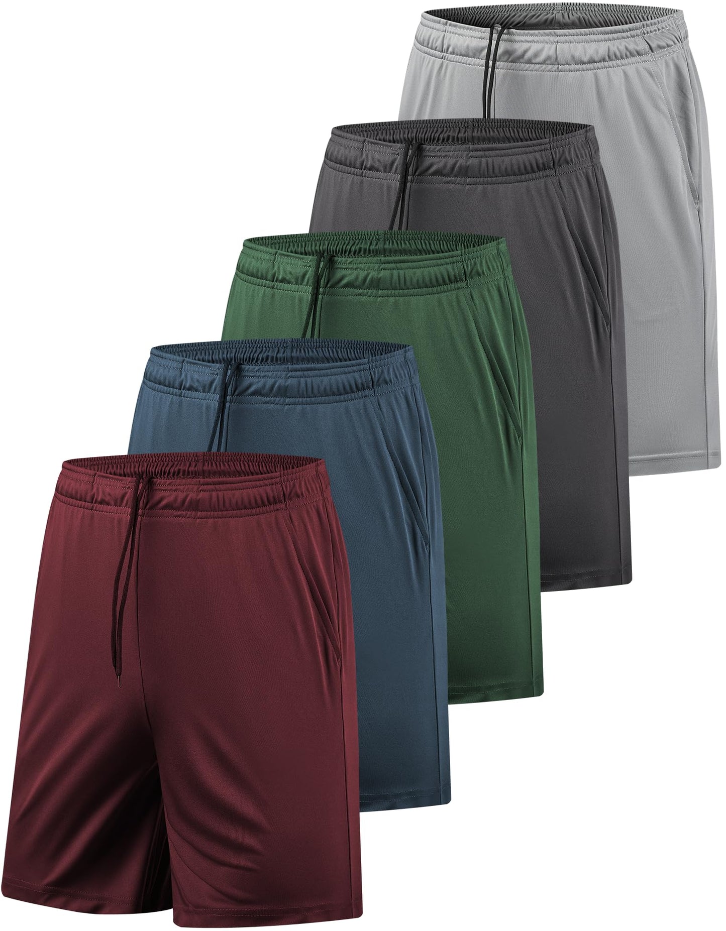 5 Pack Men's Athletic Gym Shorts with Pockets Quick Dry Activewear Workout Running Shorts for Men