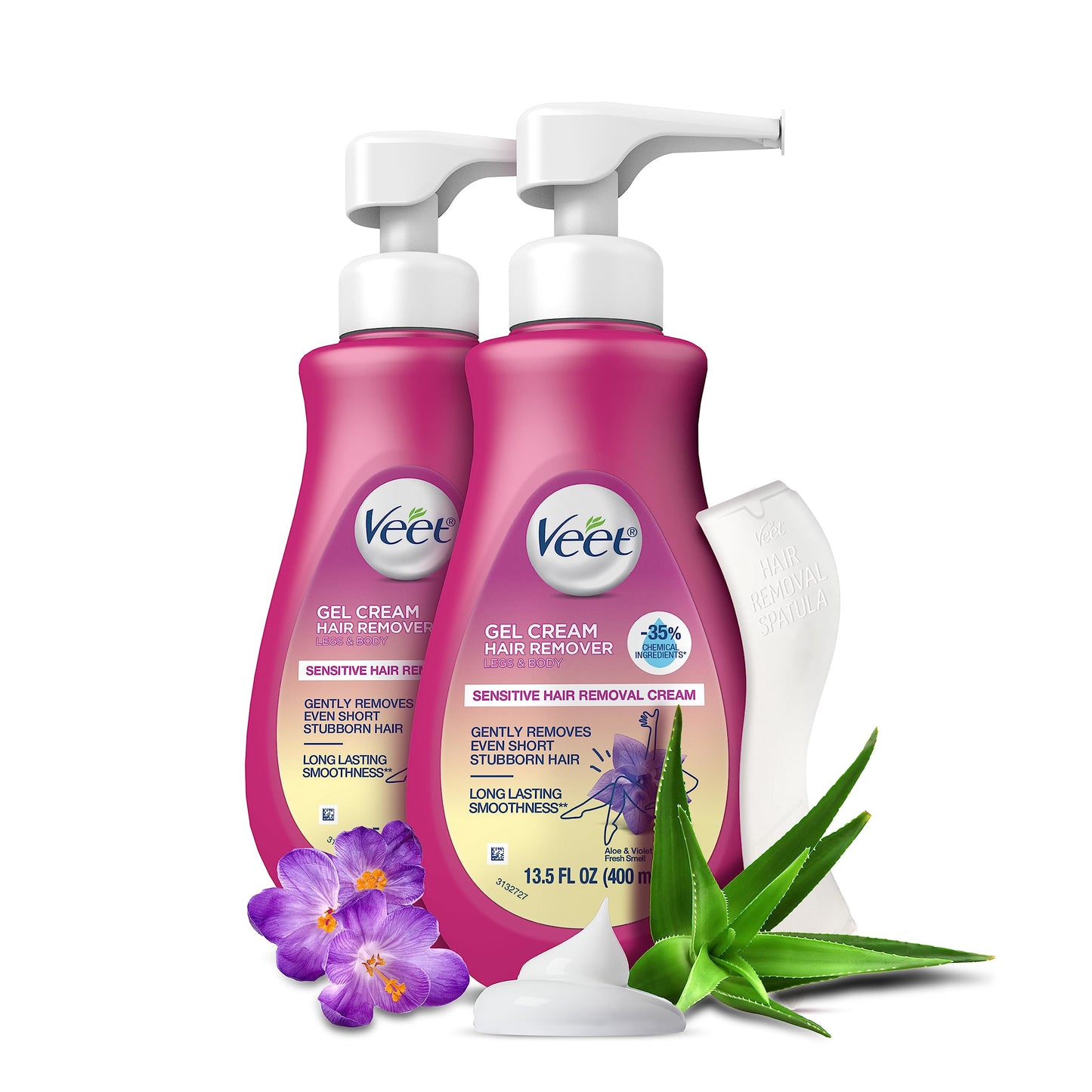 VEET Sensitive Skin Hair Removal Cream For Women, Painless Bikini Hair Removal Gel, Dermatologically Tested Depilatory Cream For Bikini Line, Legs, Arms, Underarms, 13.5 FL OZ Pump Bottle with Tool