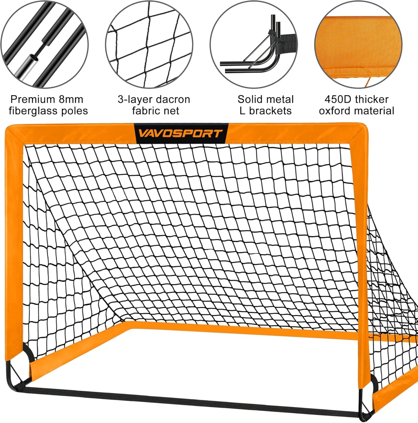 Kids Soccer Goals for Backyard Set - 2 of 4' x 3' Portable Soccer Goal Training Equipment, Pop Up Toddler Soccer Net with Soccer Ball, Soccer Set for Kids and Youth Games, Sports