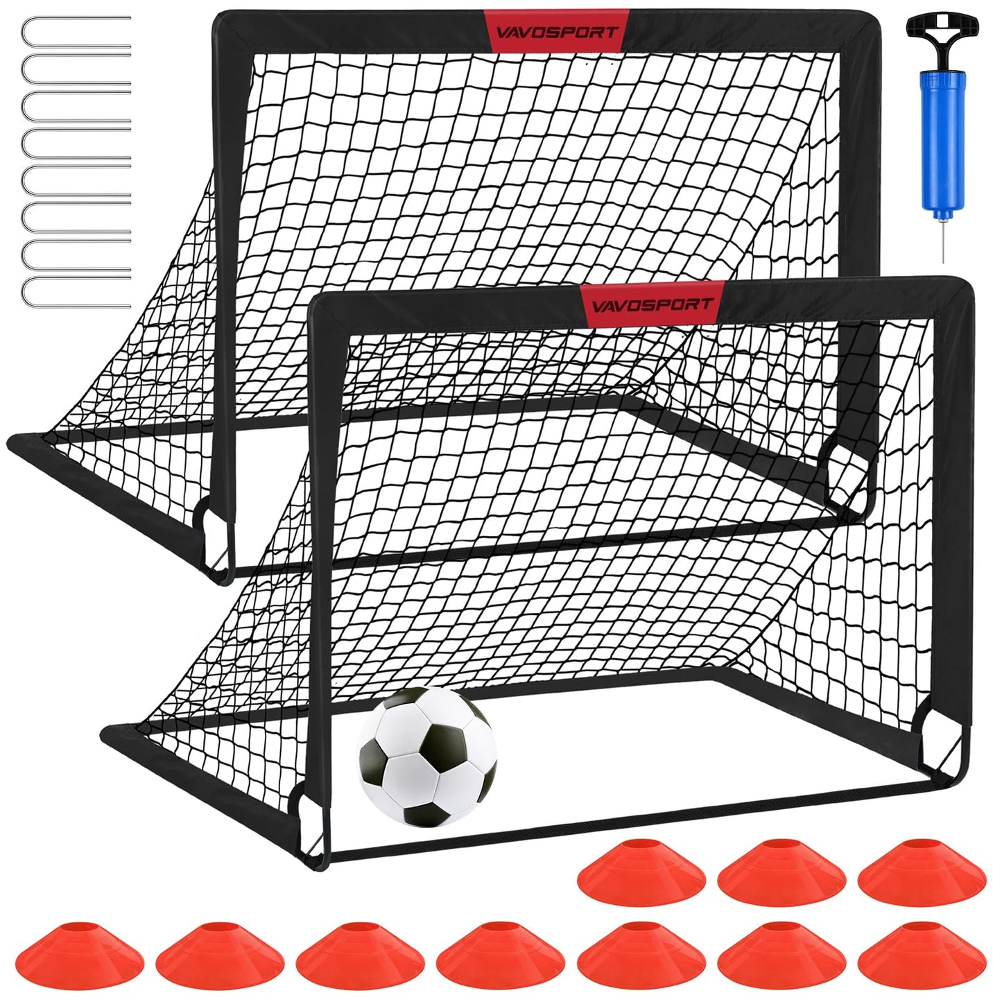 Kids Soccer Goals for Backyard Set - 2 of 4' x 3' Portable Soccer Goal Training Equipment, Pop Up Toddler Soccer Net with Soccer Ball, Soccer Set for Kids and Youth Games, Sports