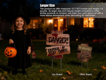 Halloween Decorations, 3 Pack 19" x 16" Yard Signs Stakes Props Outdoor Decor Scary Zombie Vampire Graves Holiday Party Supplies