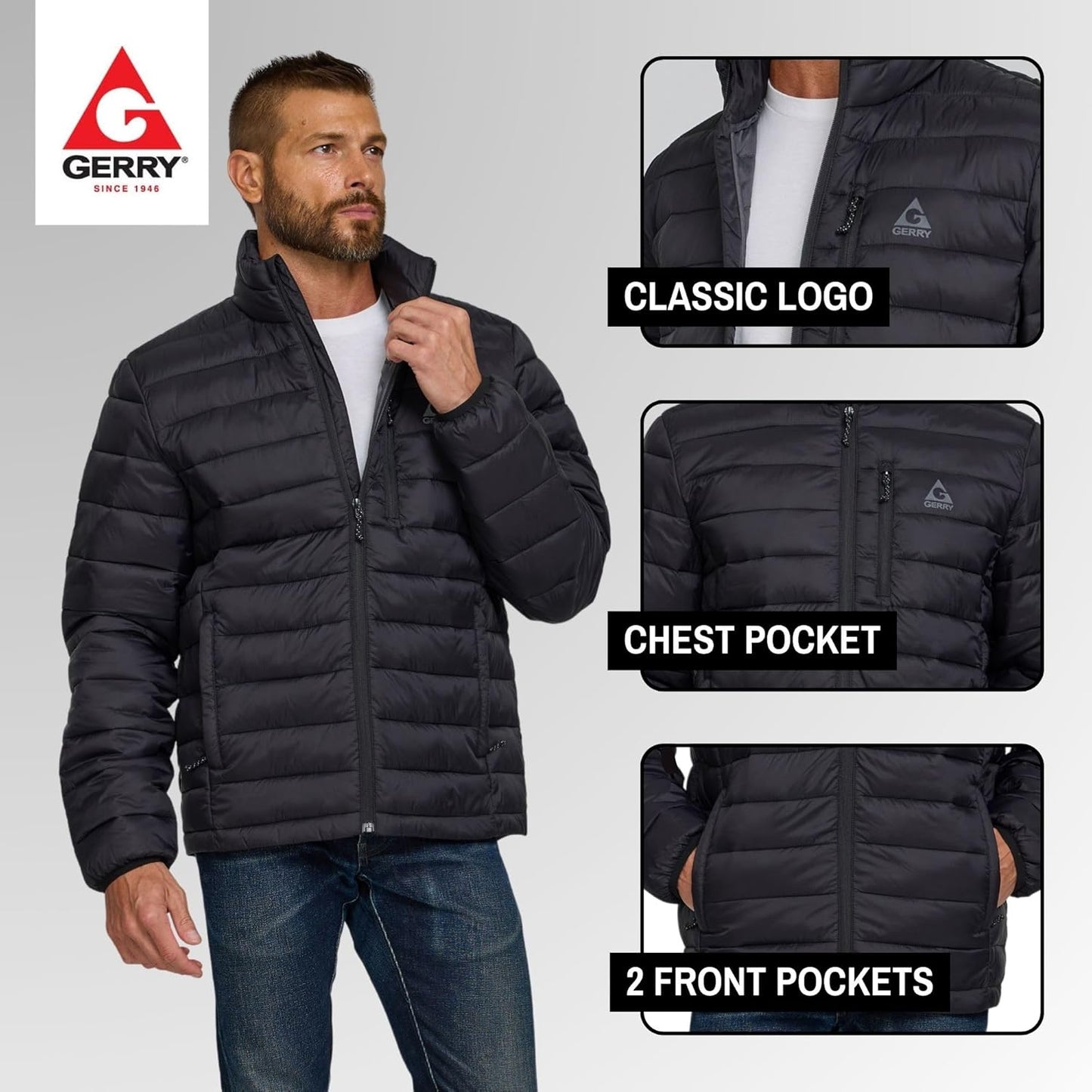 Gerry Packable Puffer Jacket Men, Warm Lightweight Winter Jackets for Men