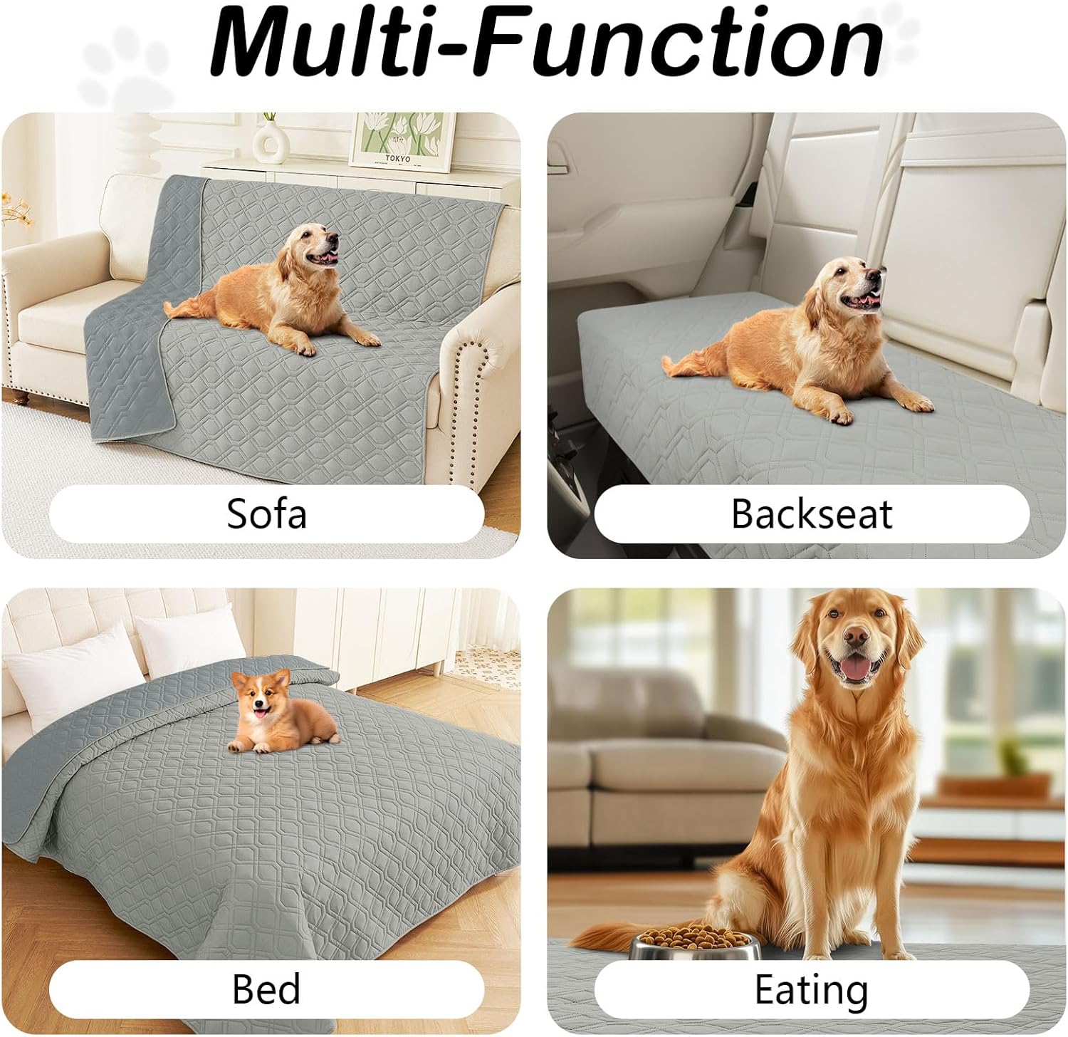 hyha Waterproof Dog Bed Blanket, Soft Pet Blankets, Waterproof Couch Cover for Dogs, Reversible Sofa Covers Washable for Furniture (30x70 Inch, Grey/Dark Grey)