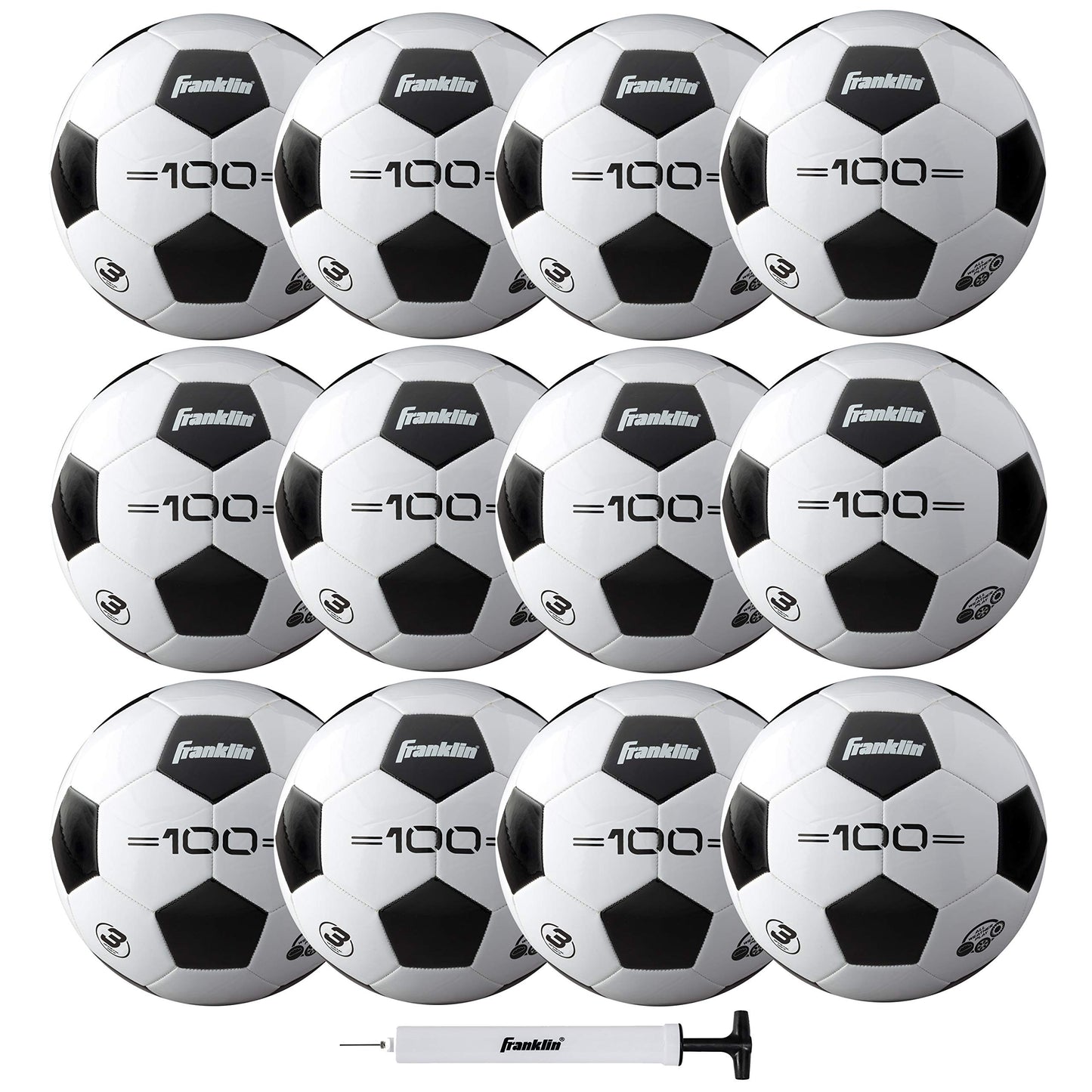 Franklin Sports Soccer Balls - Youth & Adult - Sizes 3, 4 & 5 - Single & Bulk Packs - Black & White