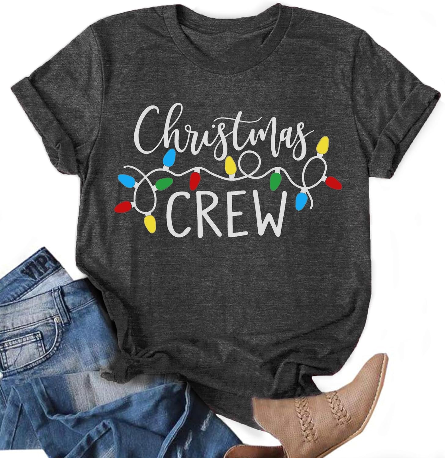 Christmas Shirts for Women:Merry Christmas T-Shirt Xmas Tree Casual Short Sleeve Tee Tops