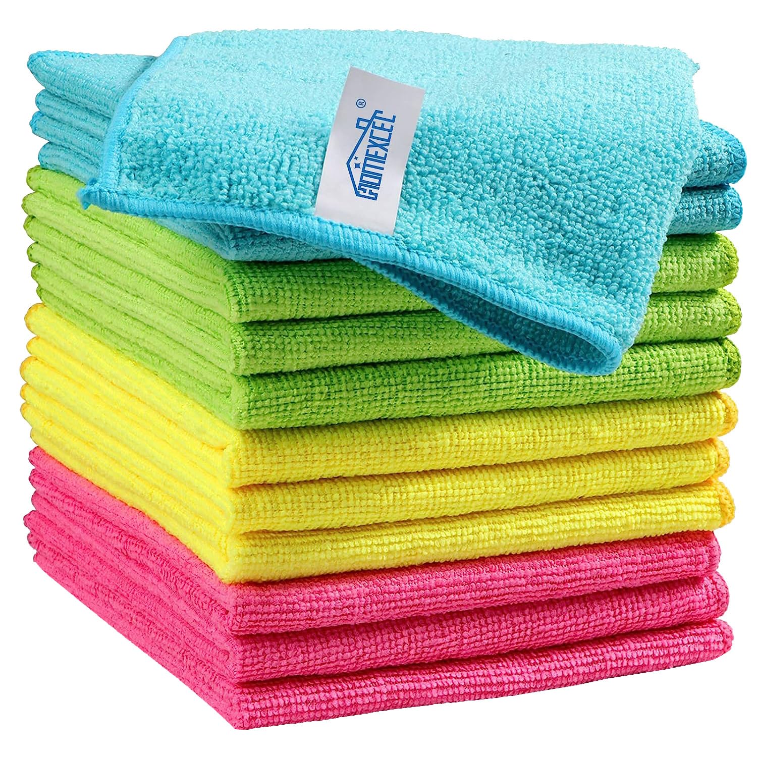 HOMEXCEL Microfiber Cleaning Cloth, Kitchen Towels 12 Pack, Lint Free, Scratch-Free, Highly Absorbent, Reusable Dish Towels for Kitchen and Household