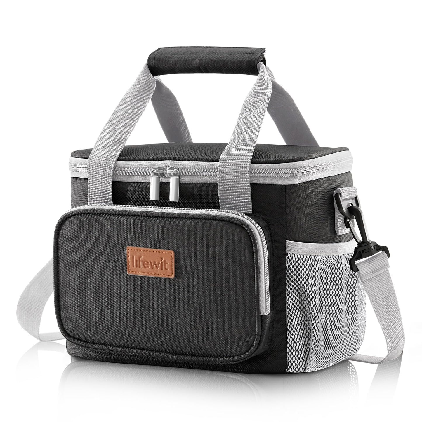 Lifewit Medium Lunch Bag Insulated Lunch Box Soft Cooler Cooling Tote for Adult Men Women, Black 12-Can (9L)