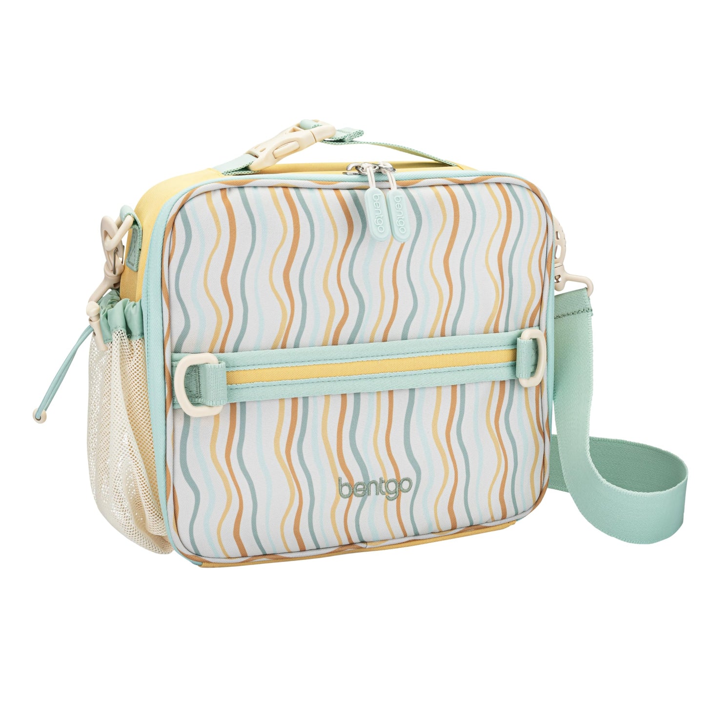 Bentgo Kids Lunch Bag - Double-Insulated, Reusable Lunch Bag for Kids 3+ with Adjustable Strap; Holds Lunch Box/Water Bottle/Snacks; Easy-Clean, Water-Resistant & Pockets (Sports)