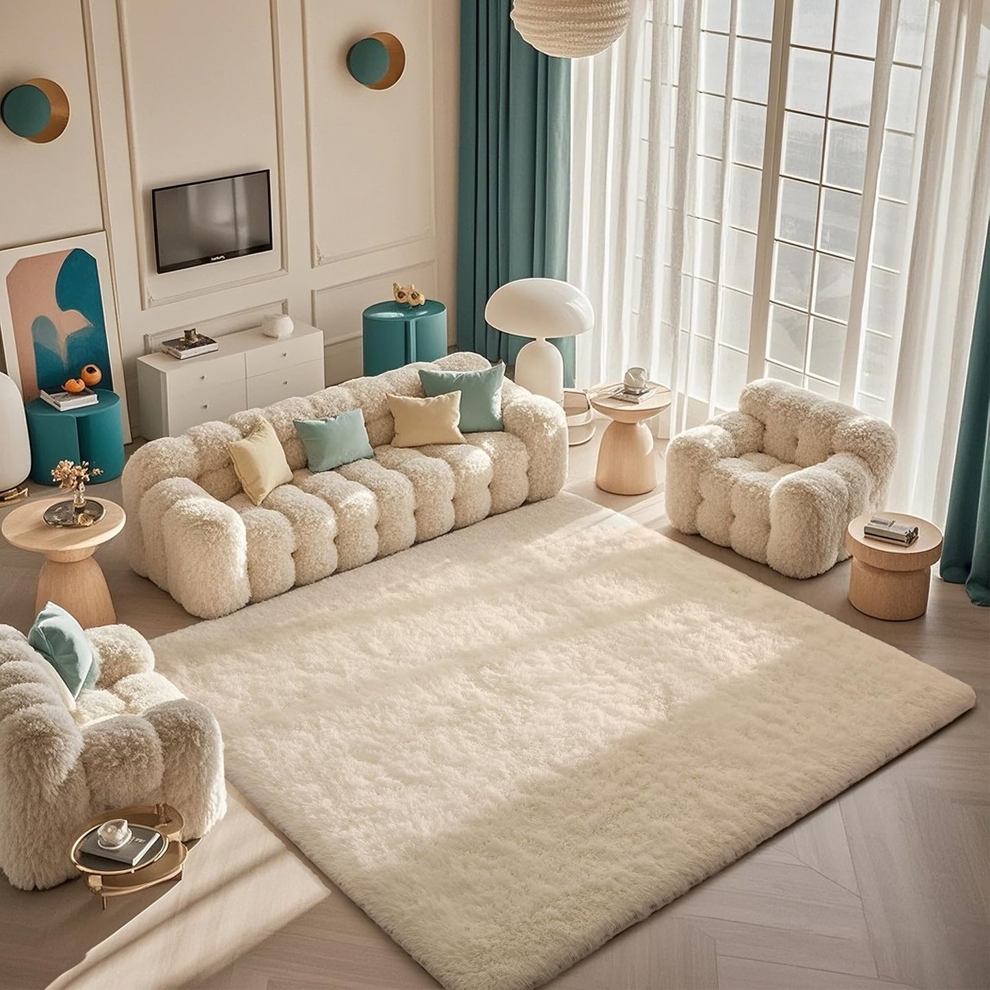 Ophanie Area Rugs for Bedroom Living Room, Grey Fluffy Fuzzy Shag Shaggy Soft Plush Carpet, 4x6 Indoor Floor Gray Rug for Kids Home Dorm Decor Aesthetic