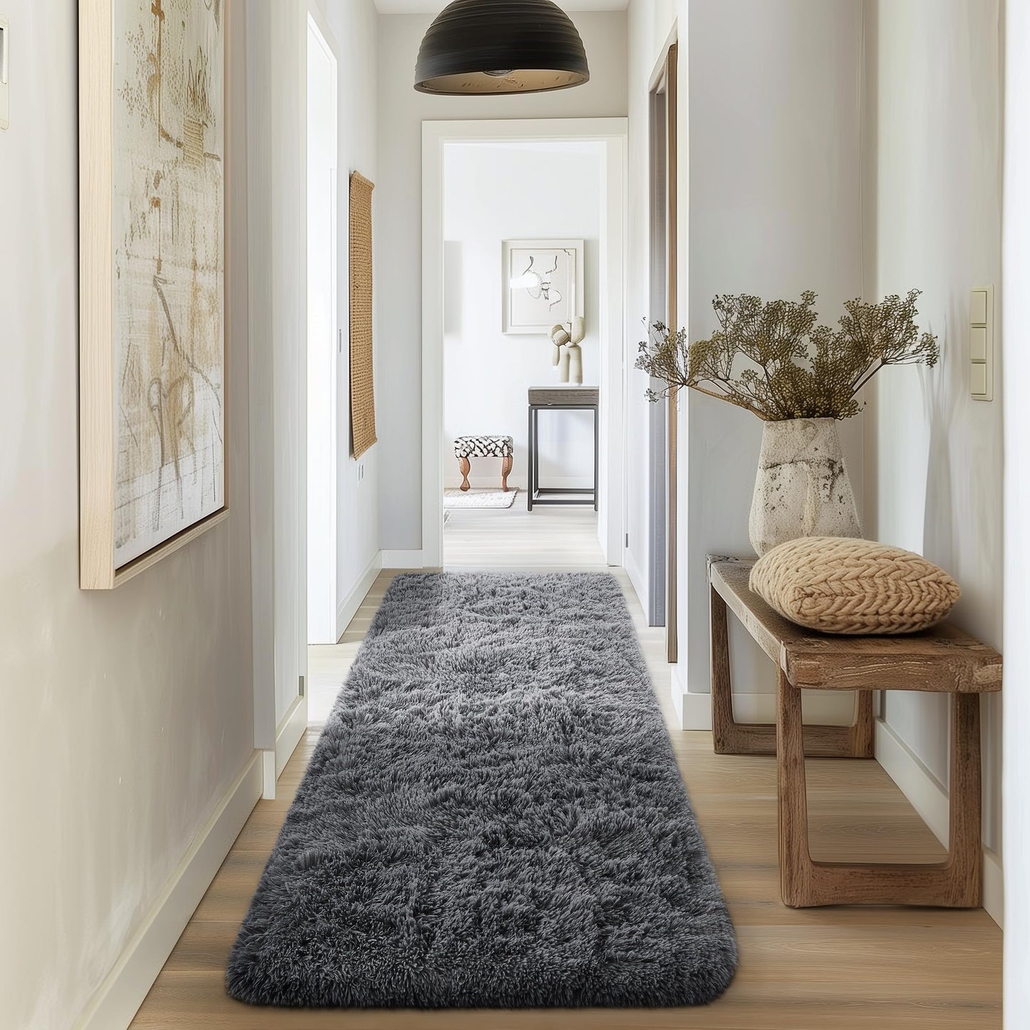 Ophanie Area Rugs for Bedroom Living Room, Grey Fluffy Fuzzy Shag Shaggy Soft Plush Carpet, 4x6 Indoor Floor Gray Rug for Kids Home Dorm Decor Aesthetic