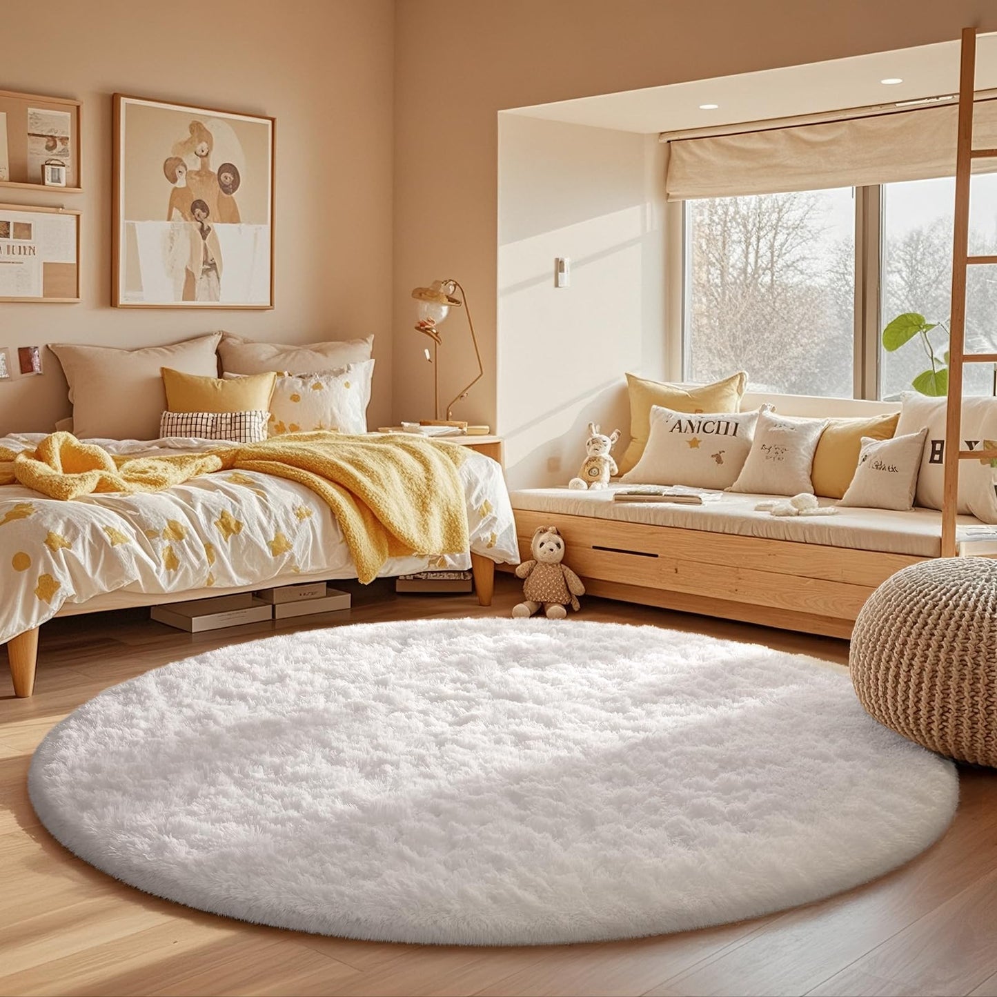 Ophanie Area Rugs for Bedroom Living Room, Grey Fluffy Fuzzy Shag Shaggy Soft Plush Carpet, 4x6 Indoor Floor Gray Rug for Kids Home Dorm Decor Aesthetic