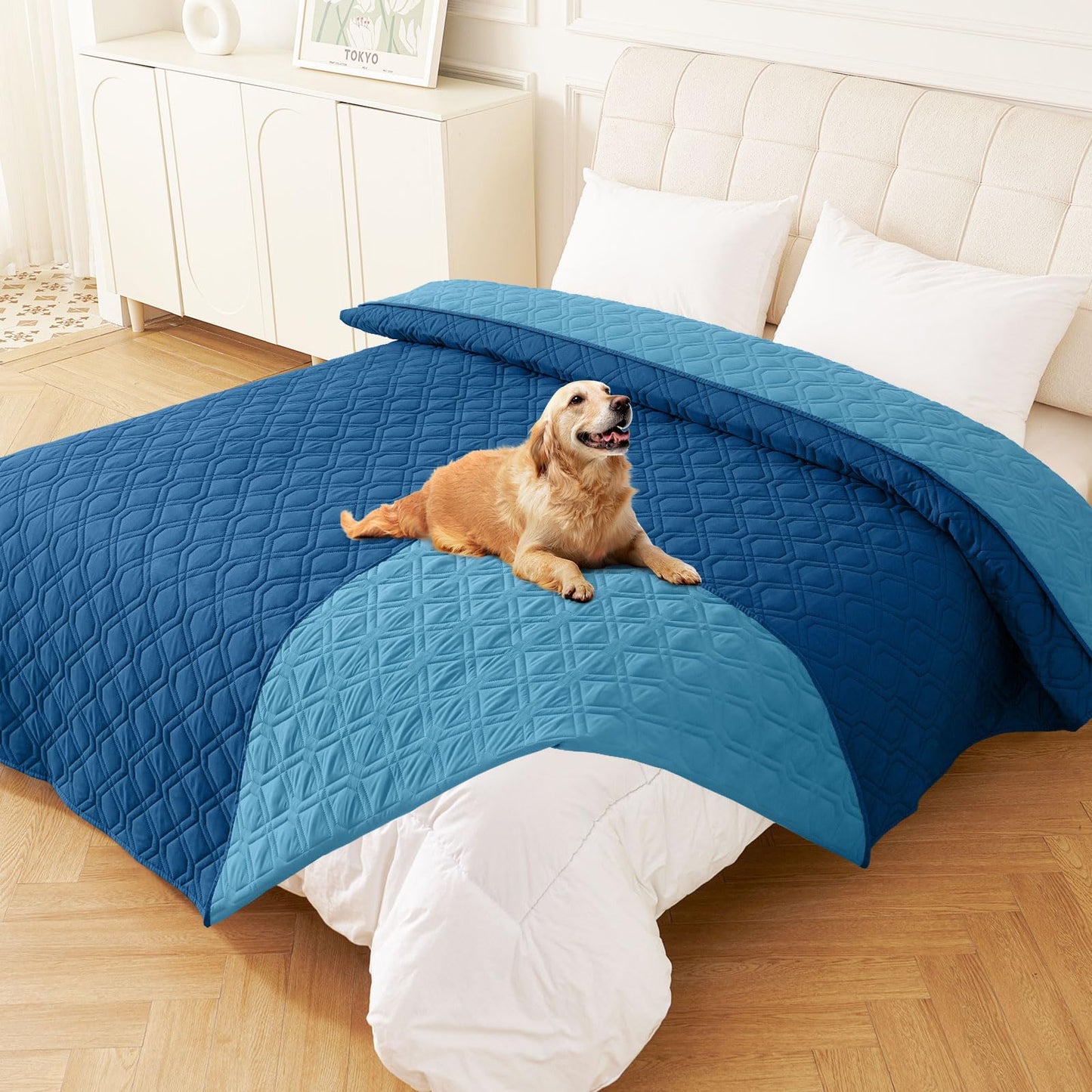 hyha Waterproof Dog Bed Blanket, Soft Pet Blankets, Waterproof Couch Cover for Dogs, Reversible Sofa Covers Washable for Furniture (30x70 Inch, Grey/Dark Grey)
