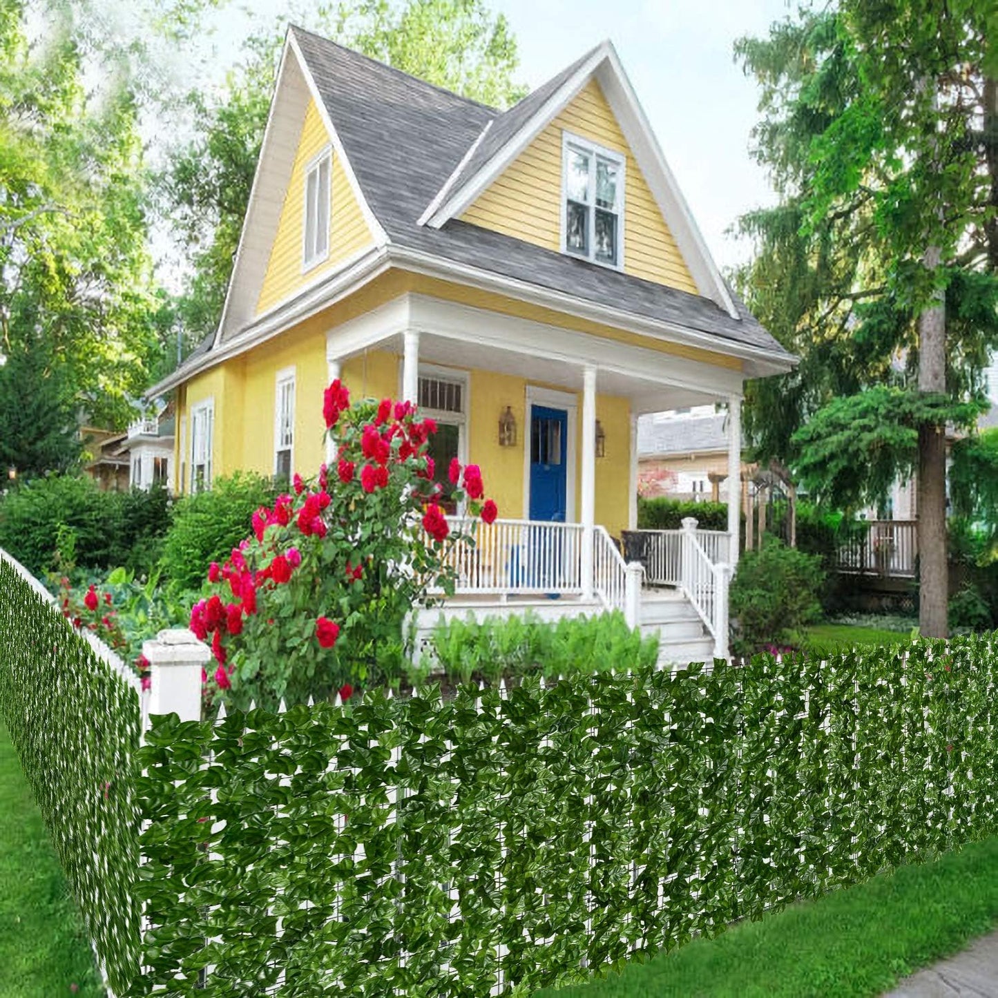 DearHouse Artificial Ivy Privacy Fence, 118x69in Artificial Hedges Fence and Faux Ivy Vine Leaf Decoration for Outdoor Garden Decor