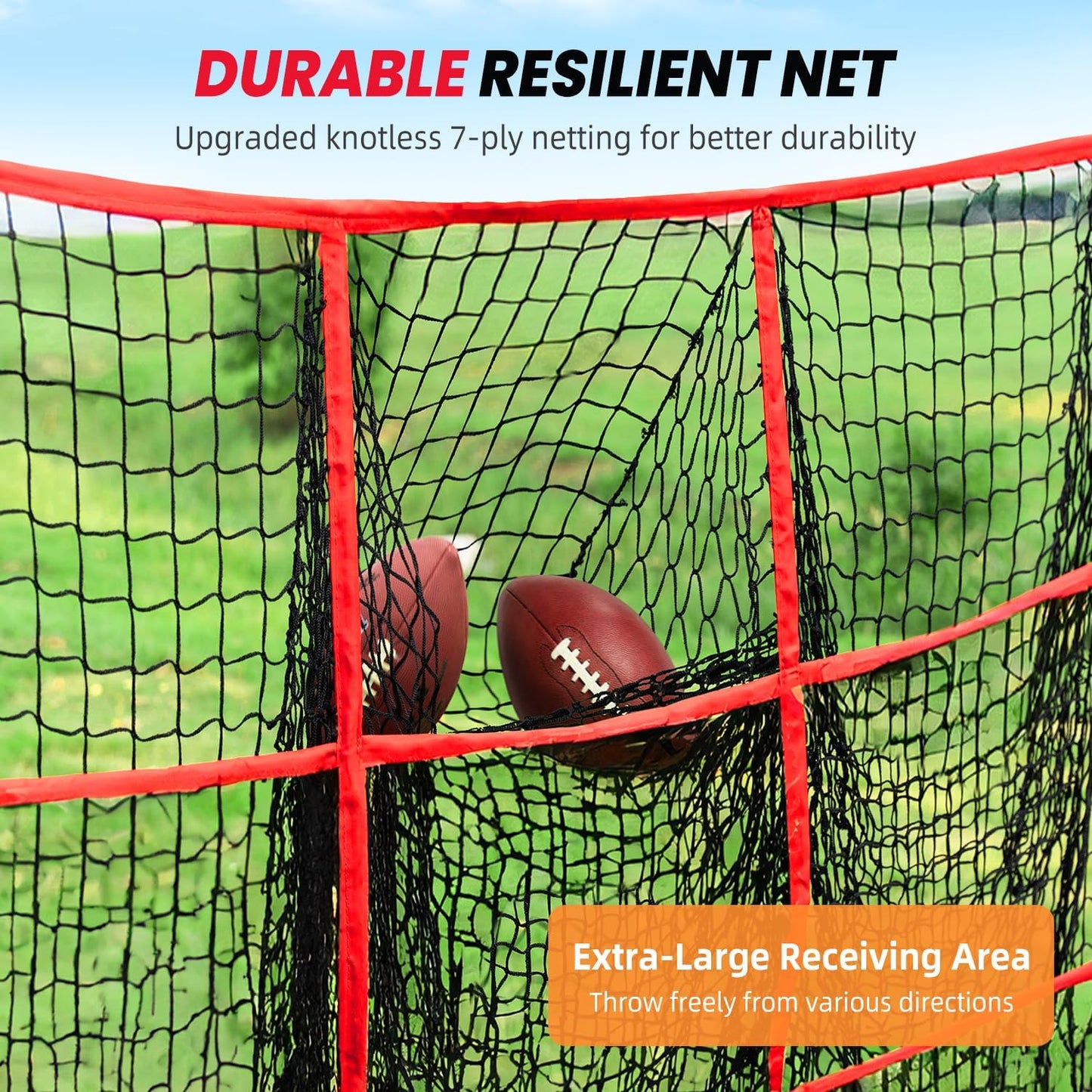 BAGAIL Football Throwing Net - 9 Target Pockets, Easy Setup, Heavy-Duty - Portable QB Accuracy Trainer, Fun Target Practice Net for Football with Carry Bag