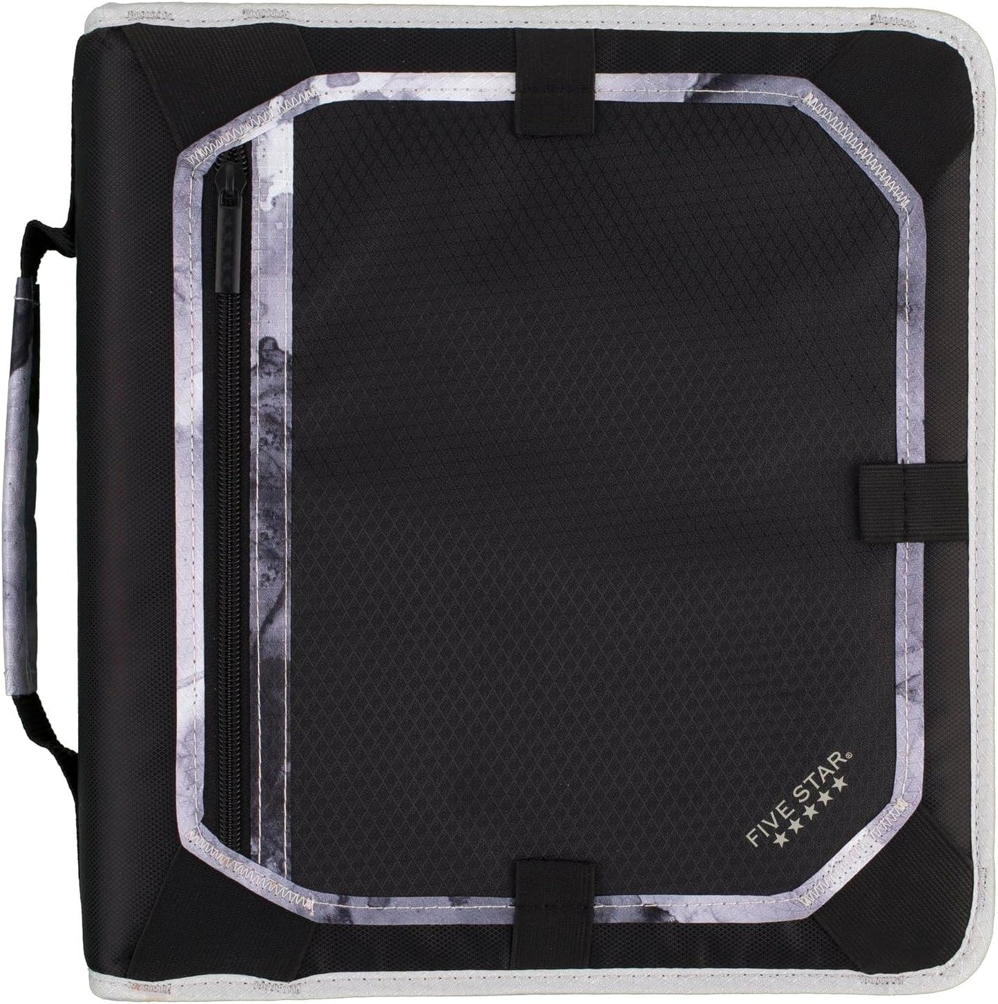Five Star Zipper Binder, 2 Inch 3-Ring Binder with Round Rings, Expansion Panel and 5-Tab Expanding File, 580 Sheet Capacity, Black/Gray (29052IT8)