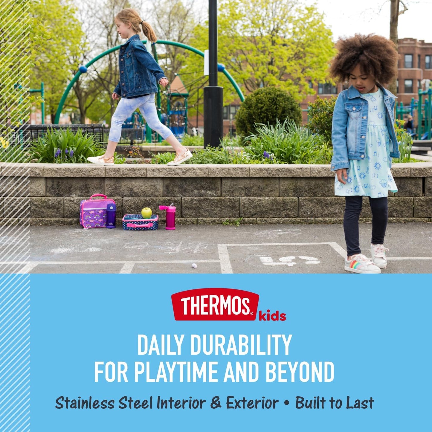 THERMOS FUNTAINER Water Bottle with Straw - 12 Ounce - Kids Stainless Steel Vacuum Insulated Water Bottle with Lid, Mod Flowers