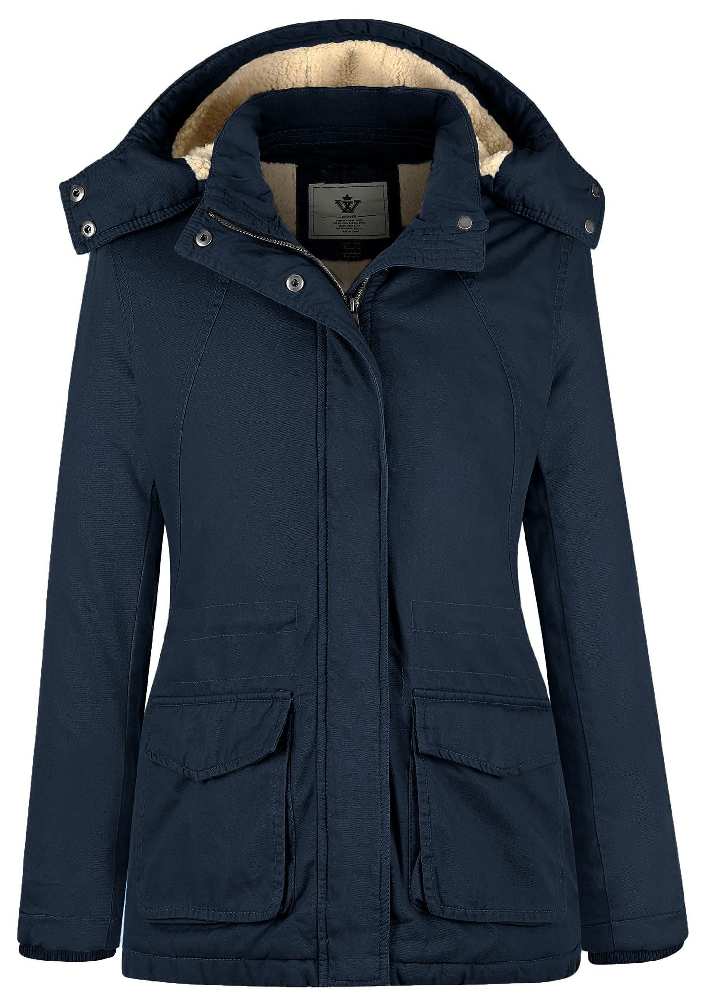 WenVen Women's Winter Warm Sherpa Lined Jacket Heavy Parka Coat with Hood
