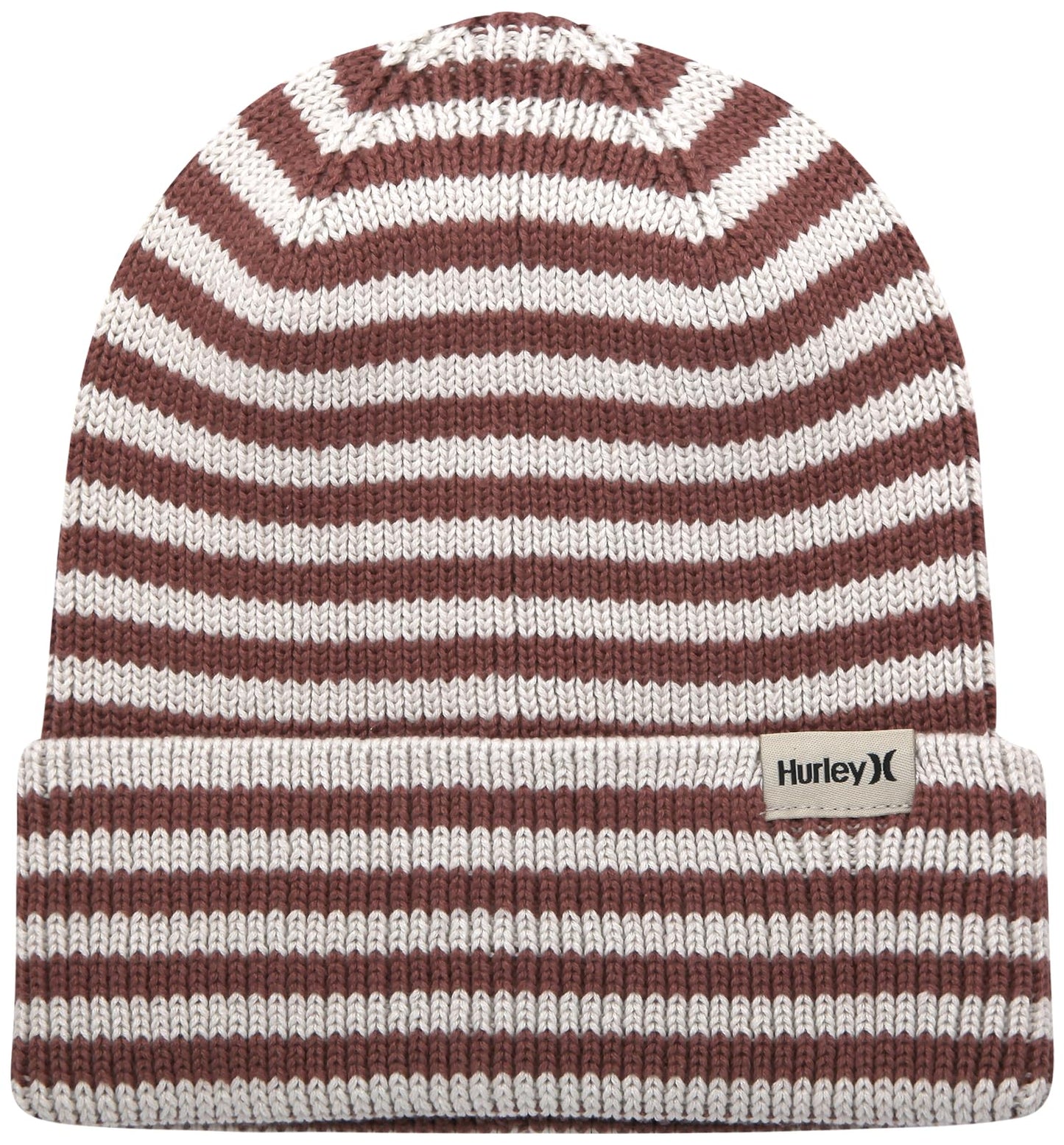 Hurley Women's Billie Beanie Hat - Medium Fit Cable Knit with Jacquard Stripes and Cuff - Winter Hats for Women