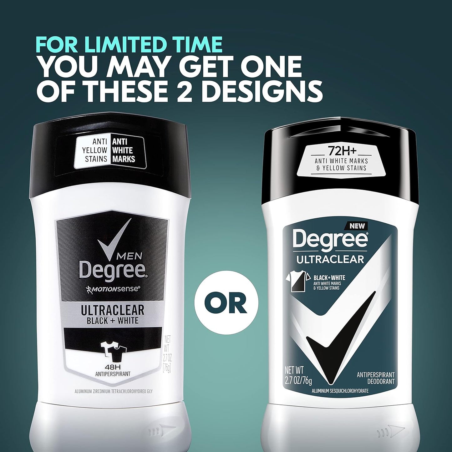 Degree Men UltraClear Antiperspirant Deodorant Black + White 72-Hour Sweat & Odor Protection Antiperspirant For Men With MotionSense Technology 2.7 Ounce (Pack of 4)