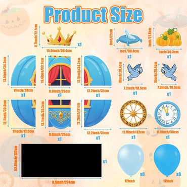 Halloween Trunk or Treat Party Decoration Kit - Princess Prince Car Archway Garage Decoration Halloween Blue Pumpkin Cartoon Cutouts with Backdrop Balloons for House Outdoor Decor, 42Pcs