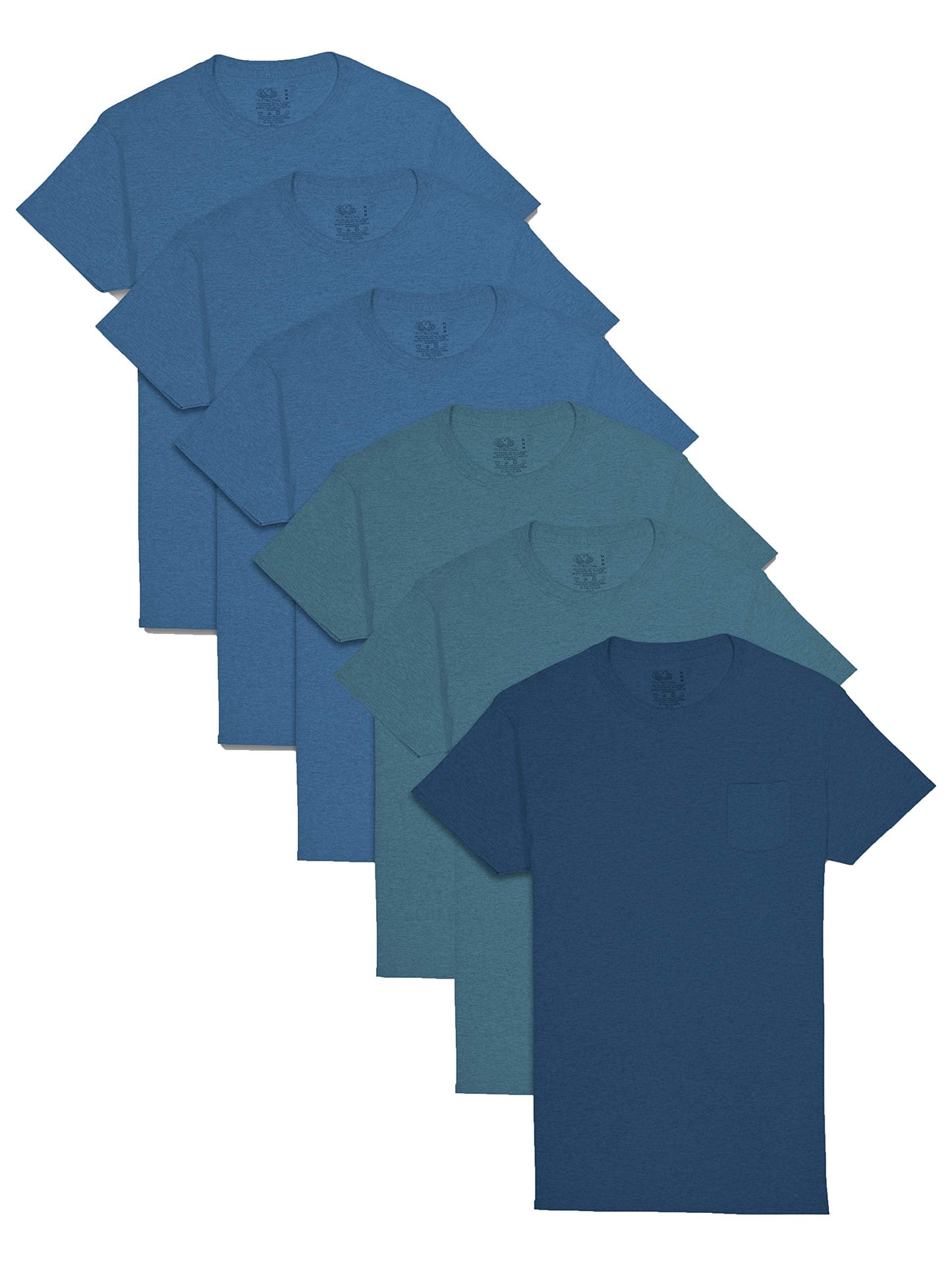 Fruit of the Loom Men's Tee Undershirts, Moisture Wicking & Tag Free, Short Sleeve Pocket T-Shirts