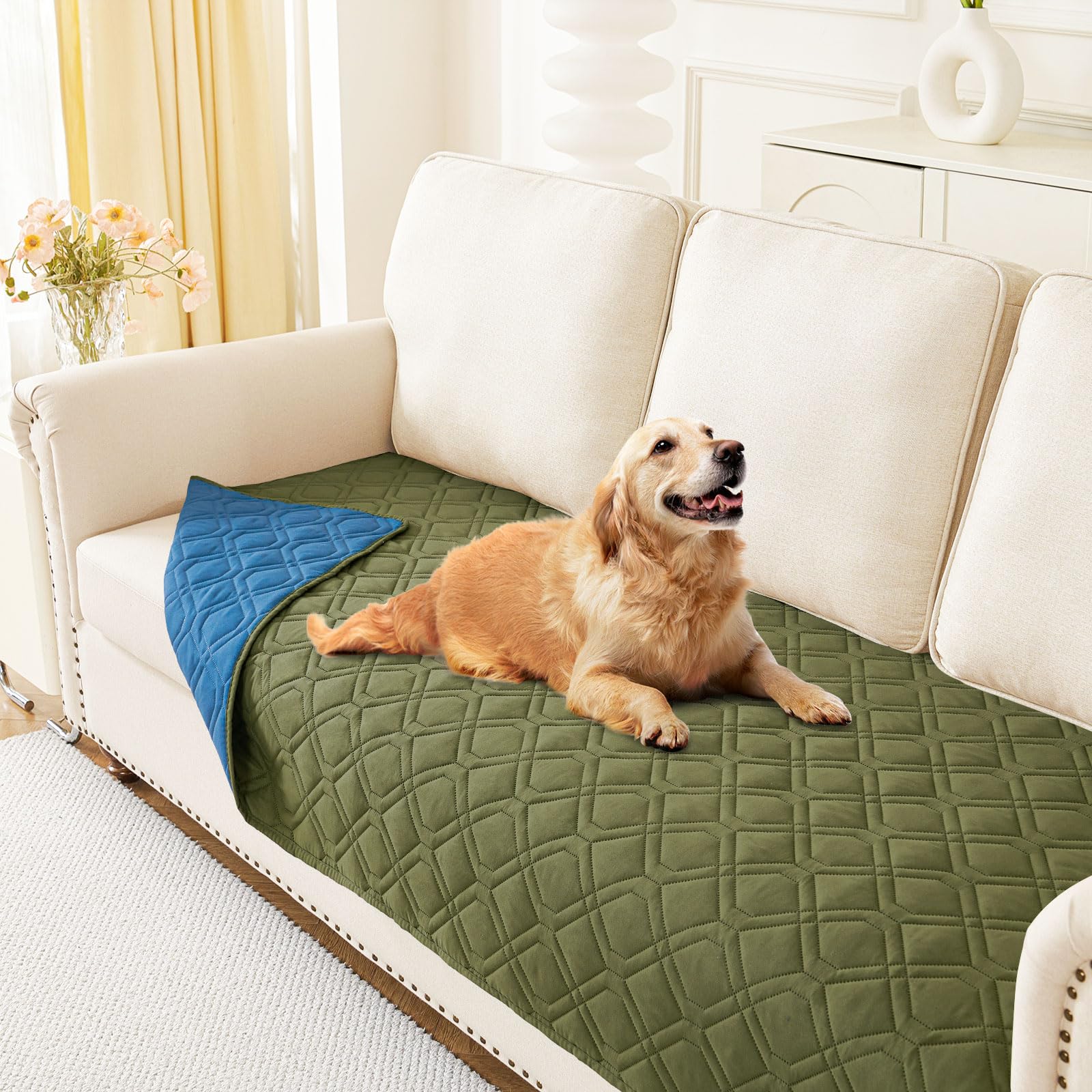 hyha Waterproof Dog Bed Blanket, Soft Pet Blankets, Waterproof Couch Cover for Dogs, Reversible Sofa Covers Washable for Furniture (30x70 Inch, Grey/Dark Grey)