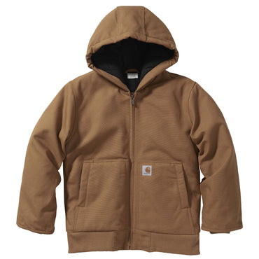 Carhartt Boys' Flannel-Lined Hooded Canvas Insulated Zip-Up Jacket