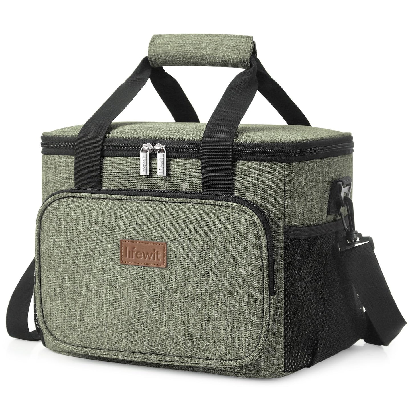 Lifewit Medium Lunch Bag Insulated Lunch Box Soft Cooler Cooling Tote for Adult Men Women, Black 12-Can (9L)