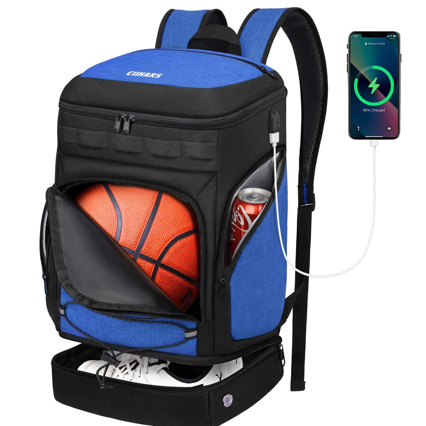 Basketball Backpack Basketball Bag Large Sports Bag with Separate Ball holder & Shoes compartment, Best for Basketball, Soccer,Volleyball,Gym