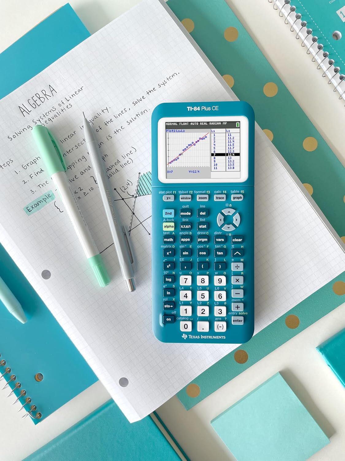 TI-84 Plus CE Graphing Calculator, Trinomial Teal
